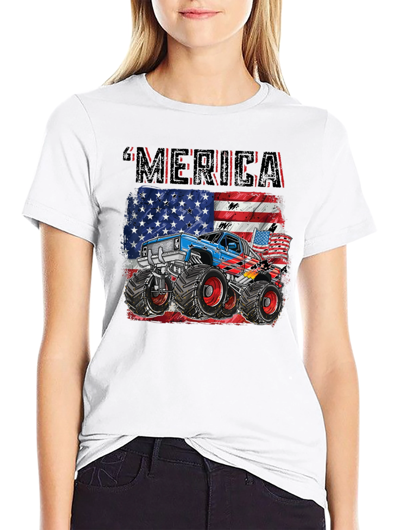 Patriotic Monster Truck Merica T-Shirt