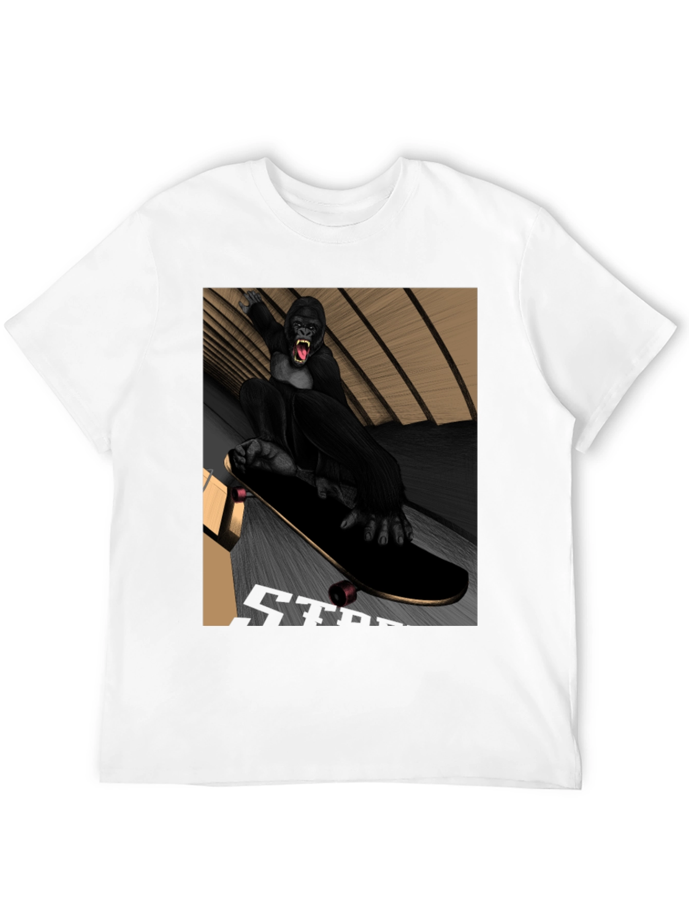 Skateboarding Gorilla Graphic Tee - Black T-Shirt