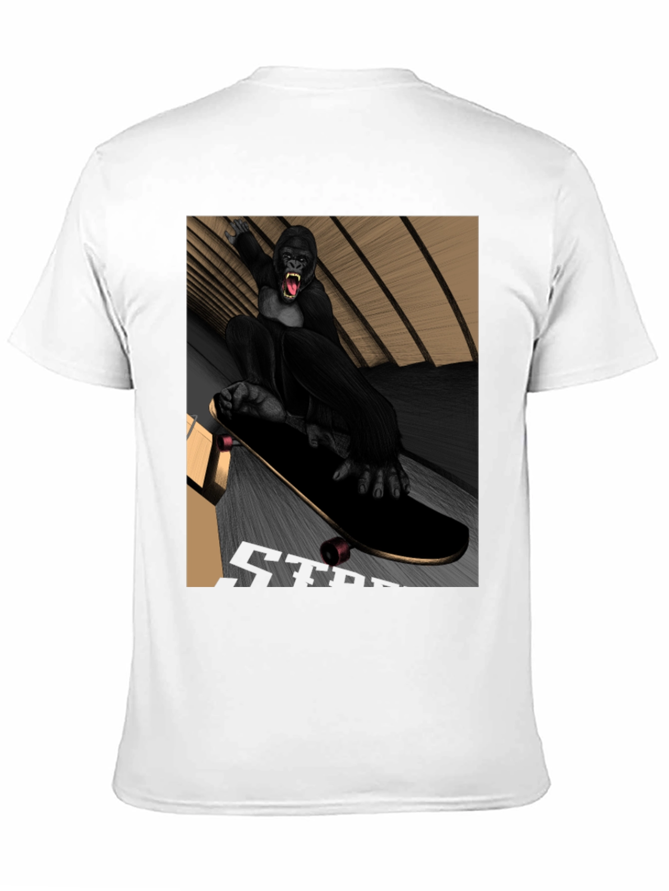 Skateboarding Gorilla Graphic Tee - Black T-Shirt