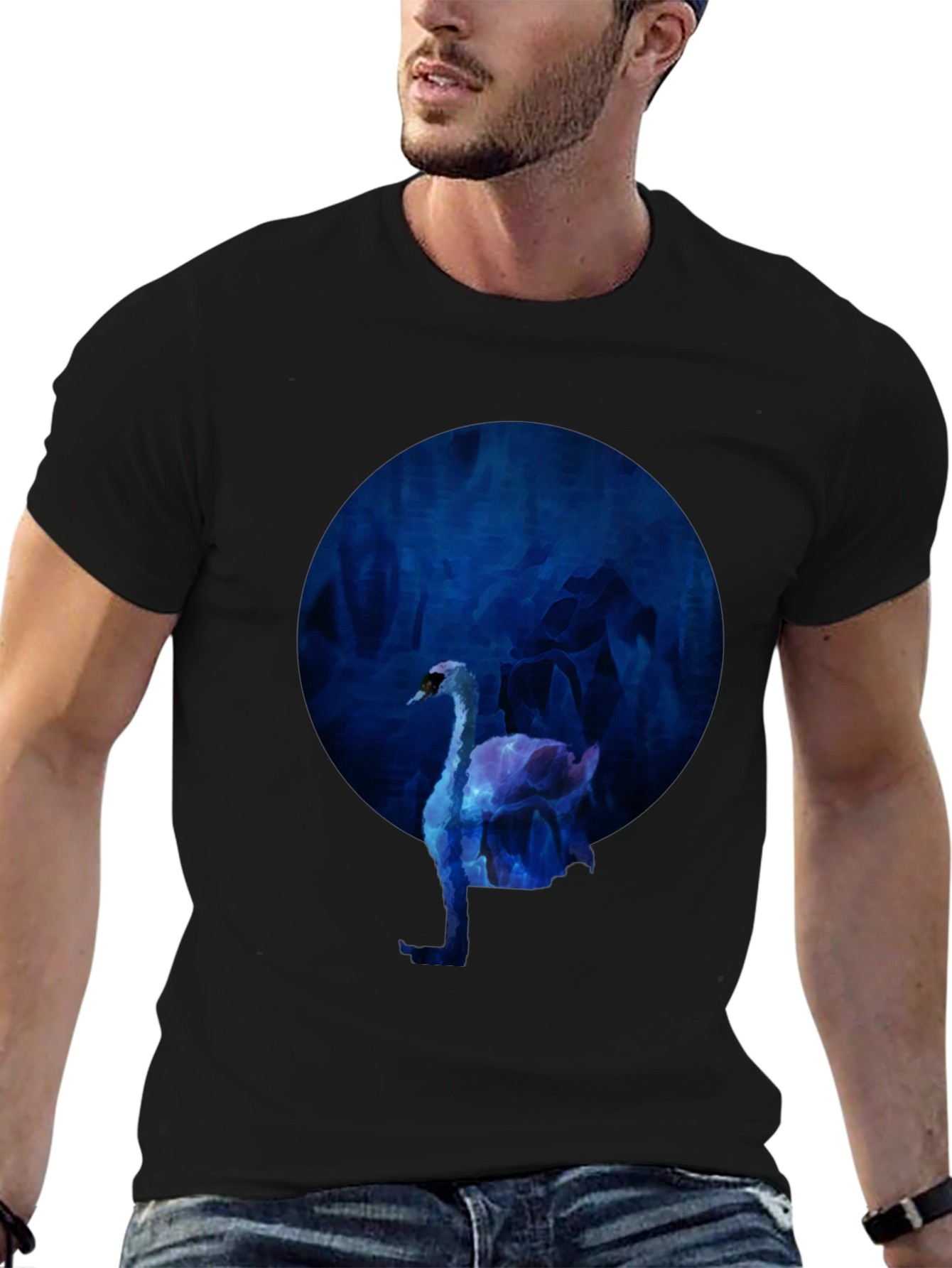 Swan Graphic Black T-Shirt