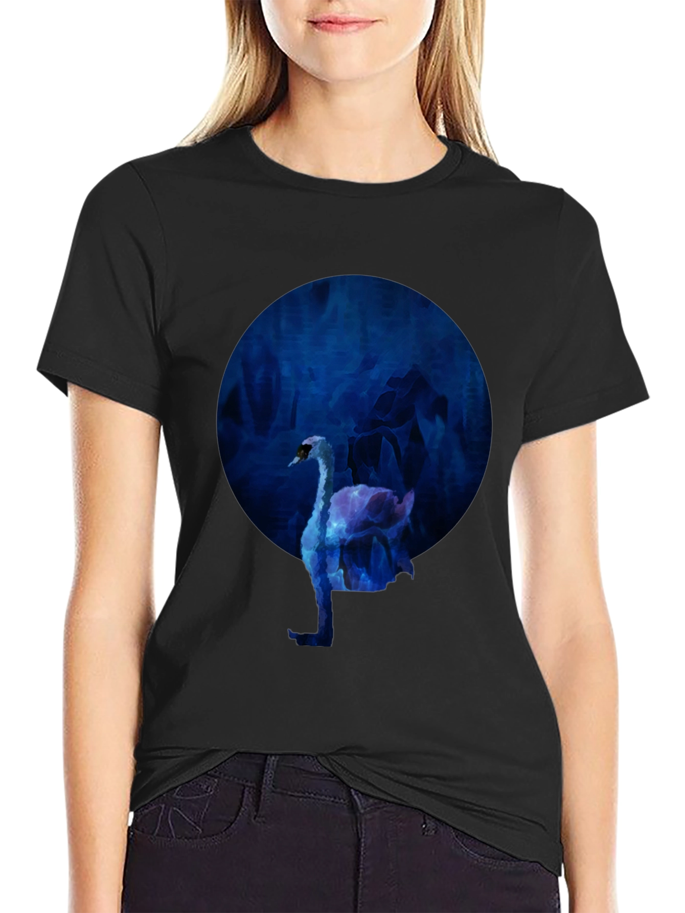 Swan Graphic Black T-Shirt