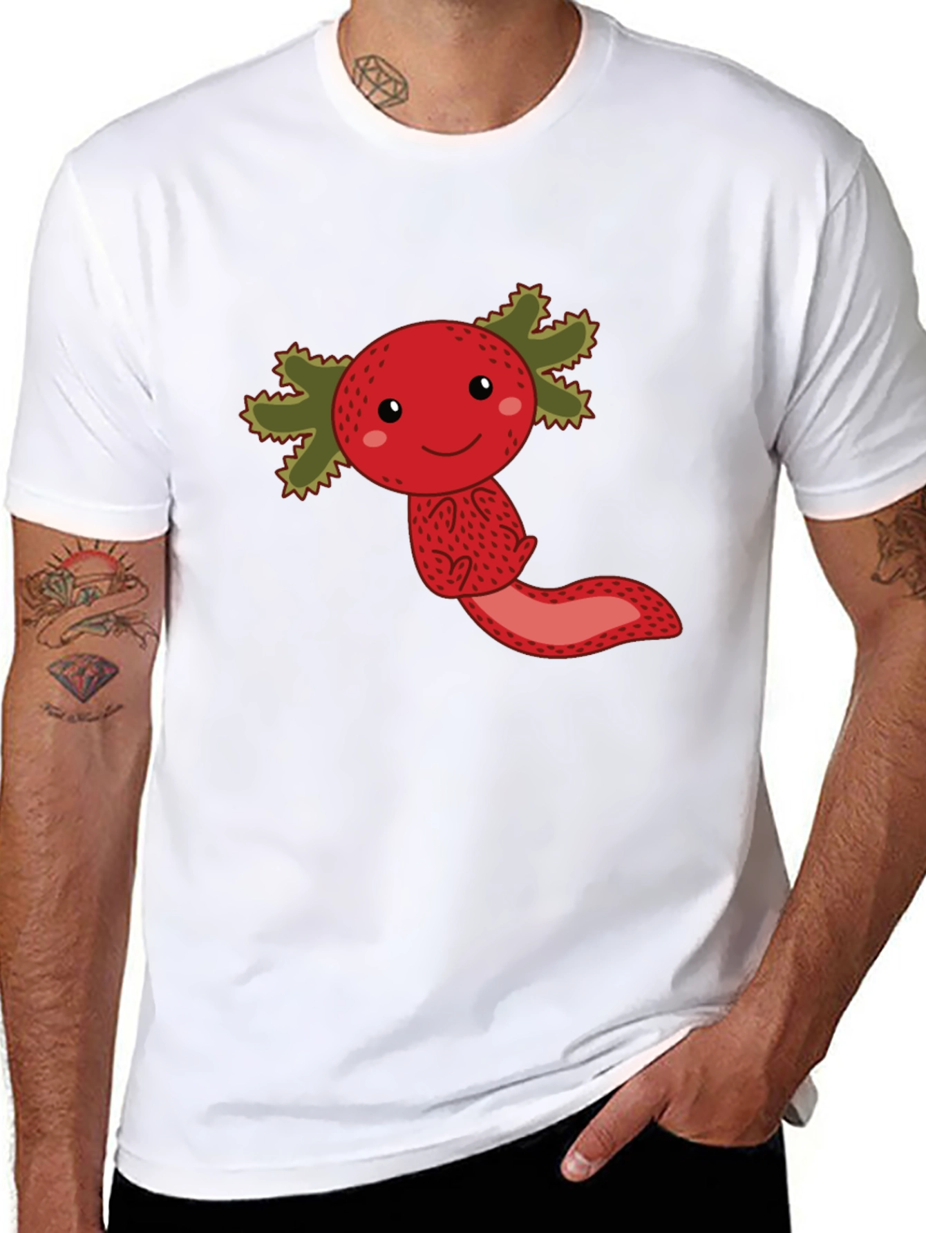 Strawberry Axolotl Graphic Tee - Unisex