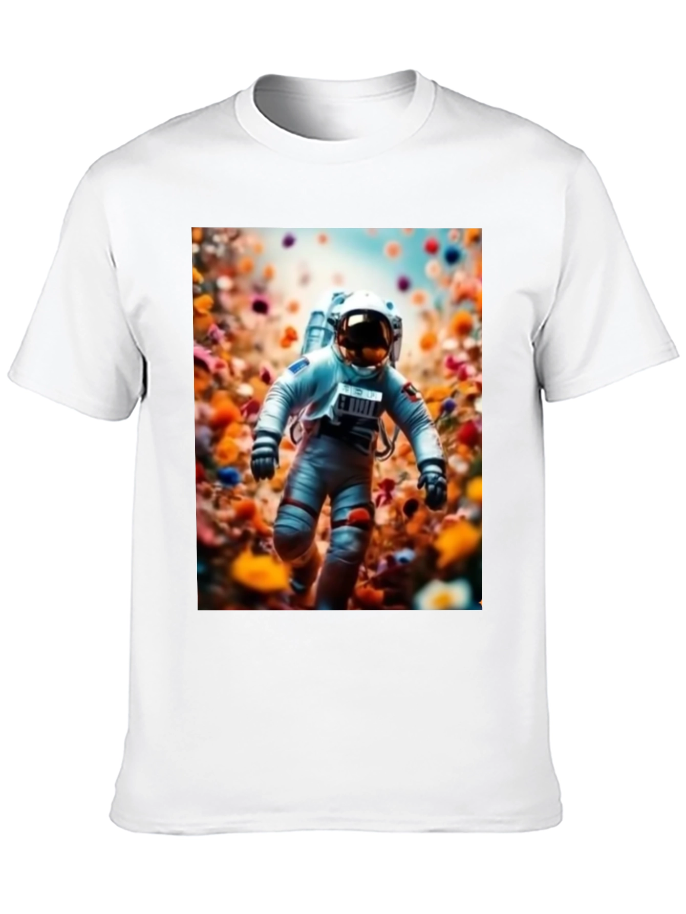 Astronaut in Flowers Graphic T-Shirt