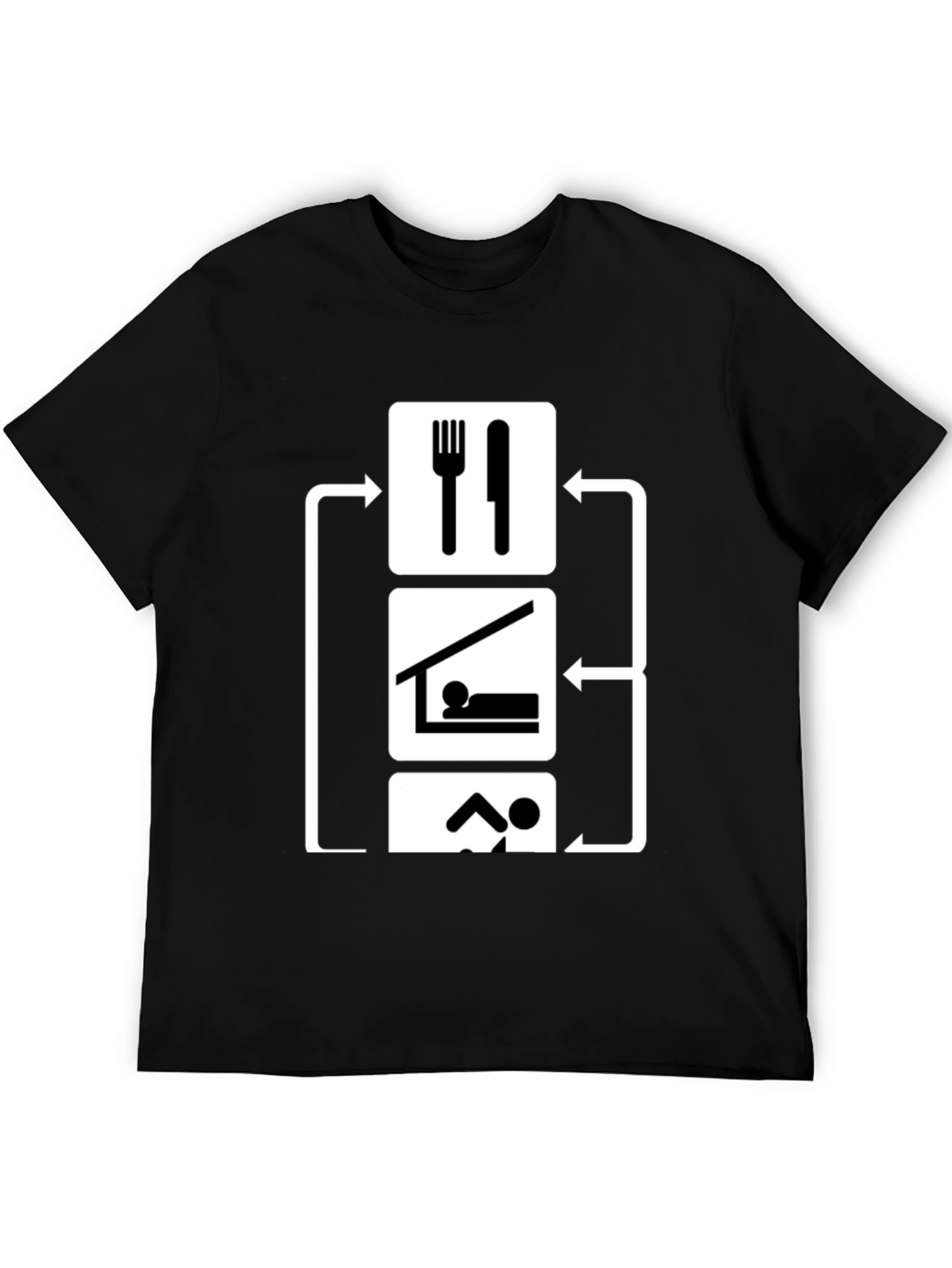 Eat Sleep Swim Repeat Black Graphic T-Shirt