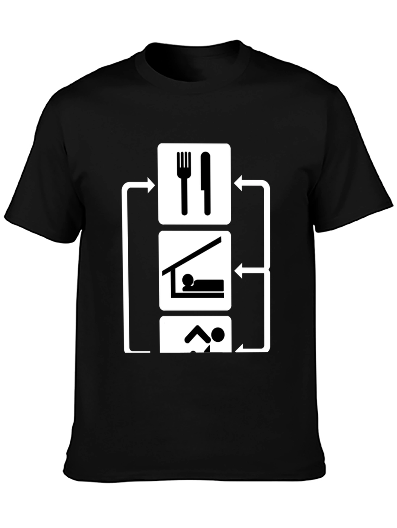 Eat Sleep Swim Repeat Black Graphic T-Shirt