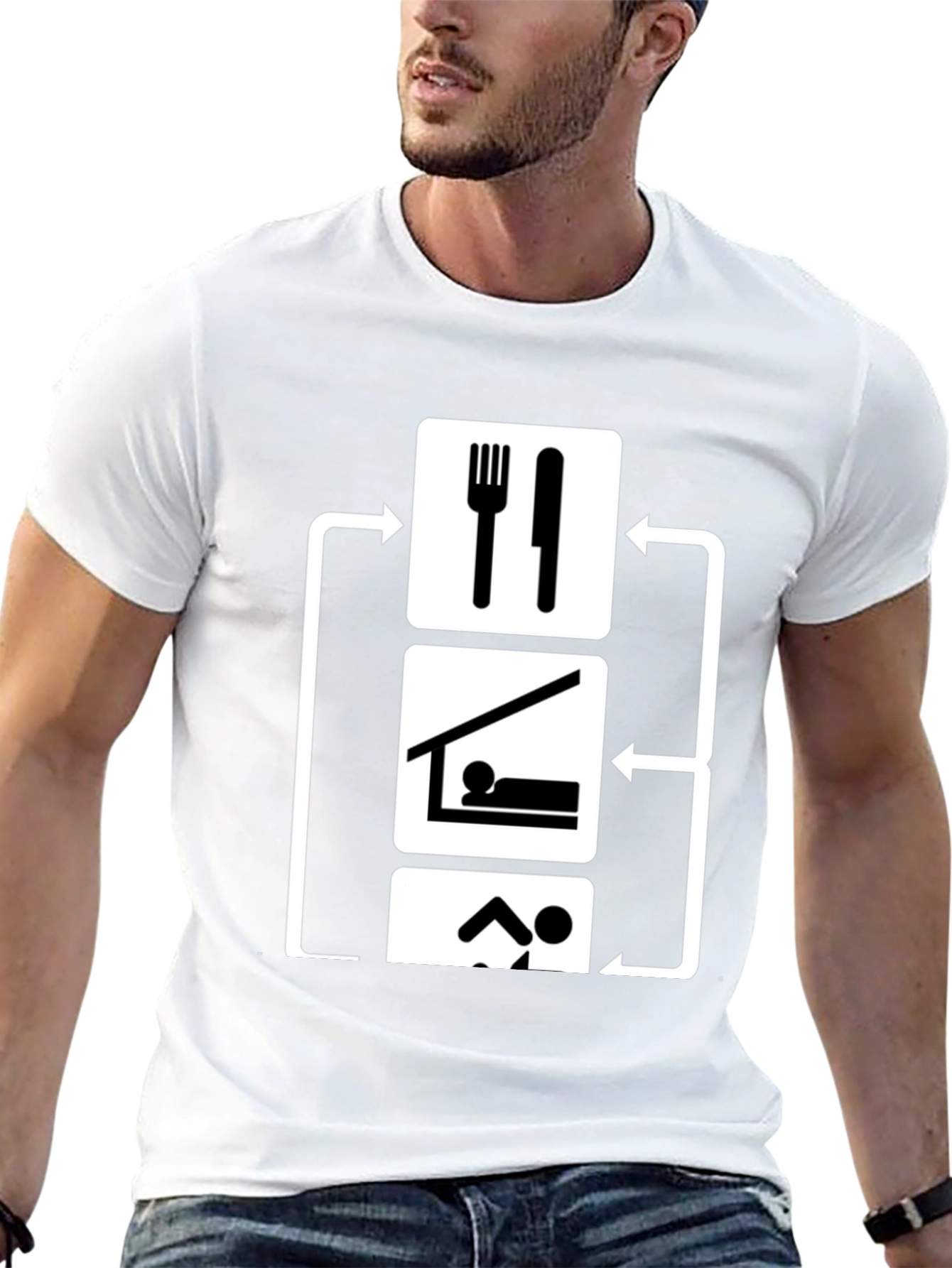 Eat Sleep Swim Repeat Black Graphic T-Shirt