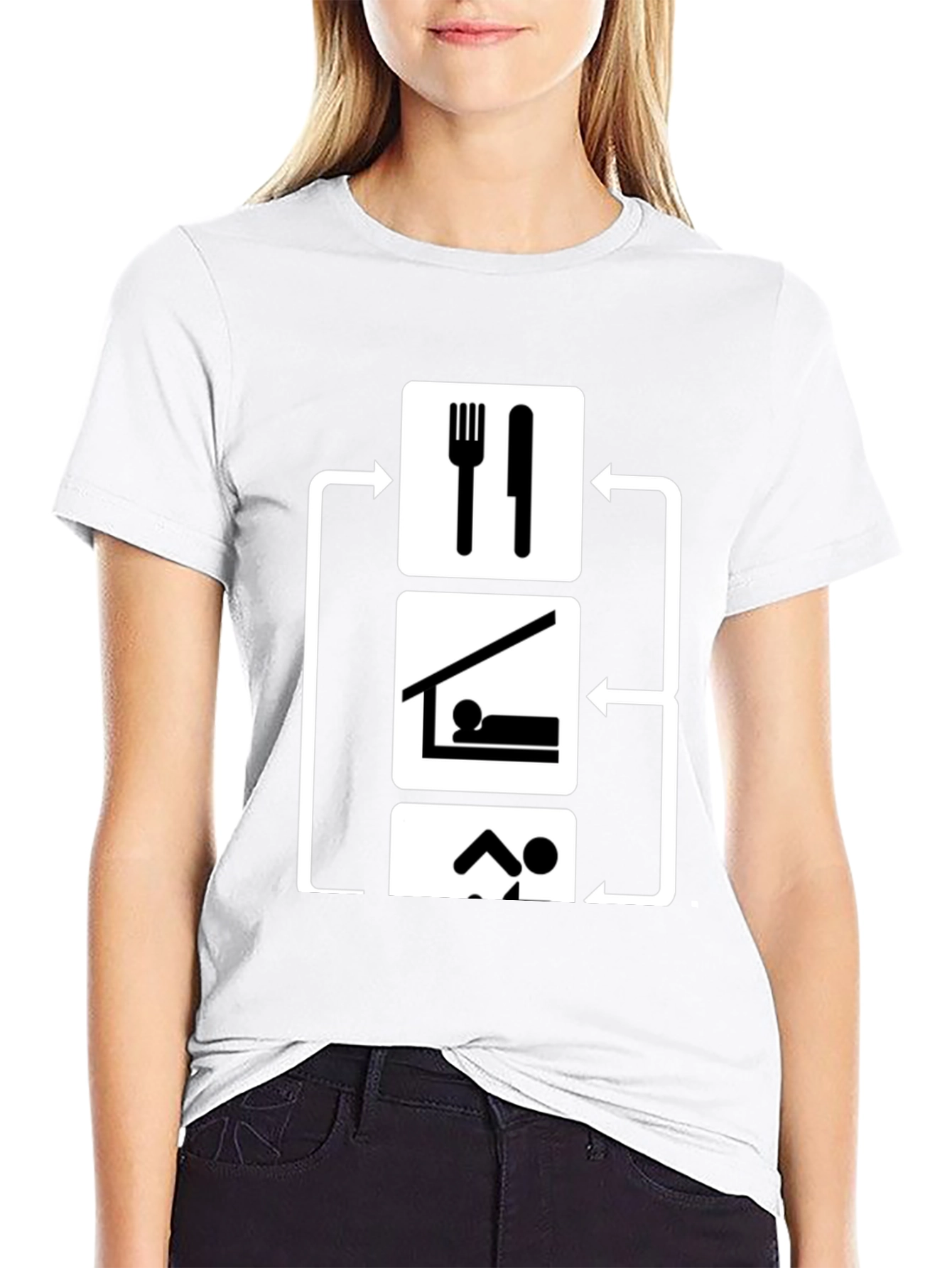 Eat Sleep Swim Repeat Black Graphic T-Shirt
