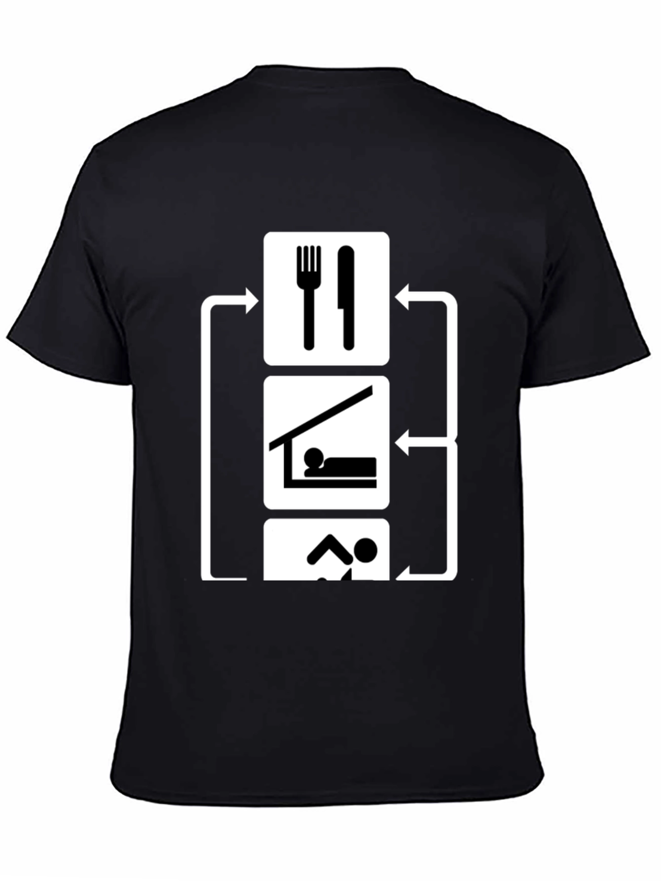 Eat Sleep Swim Repeat Black Graphic T-Shirt
