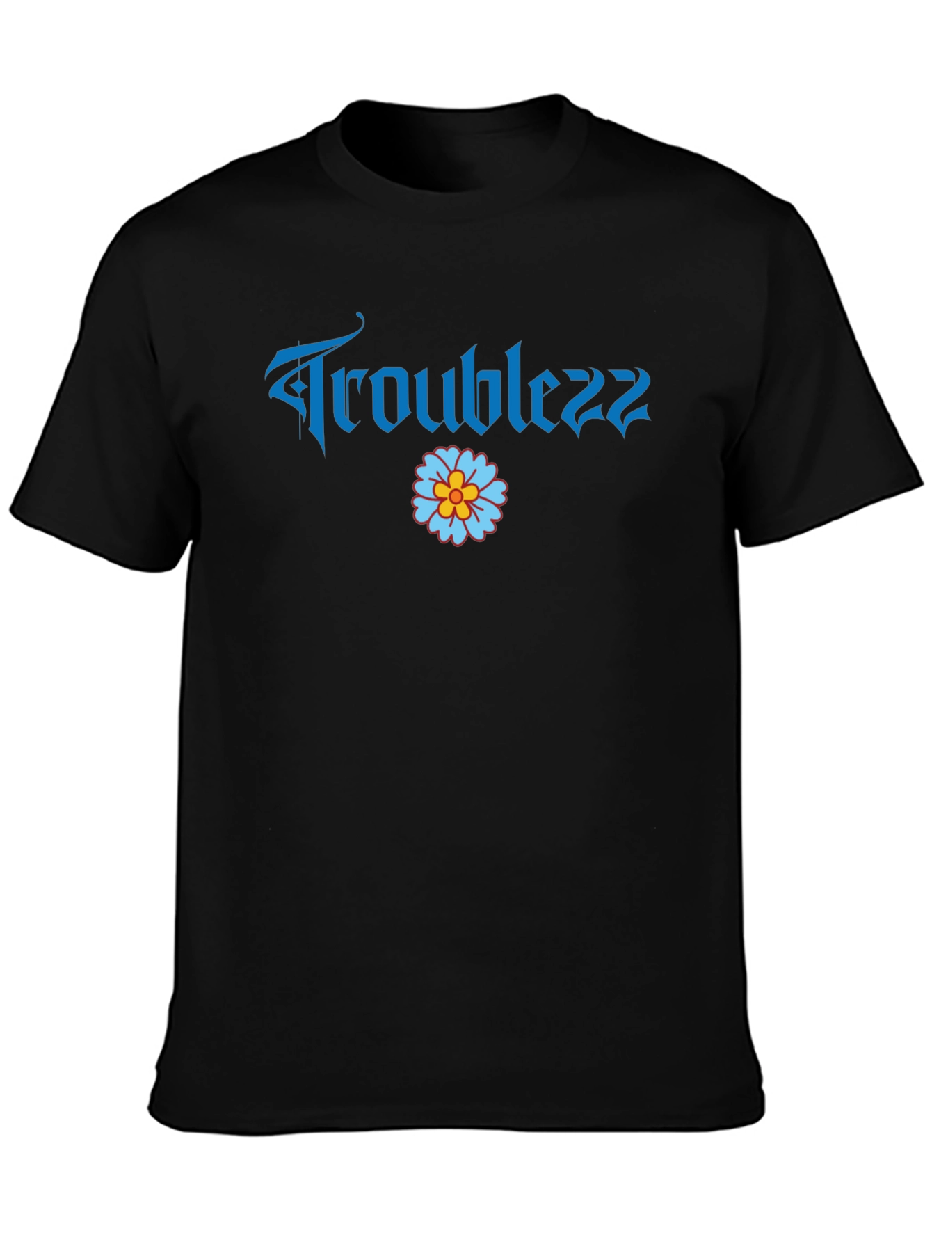 Troublezz Graphic Tee - Black Cotton Casual Shirt