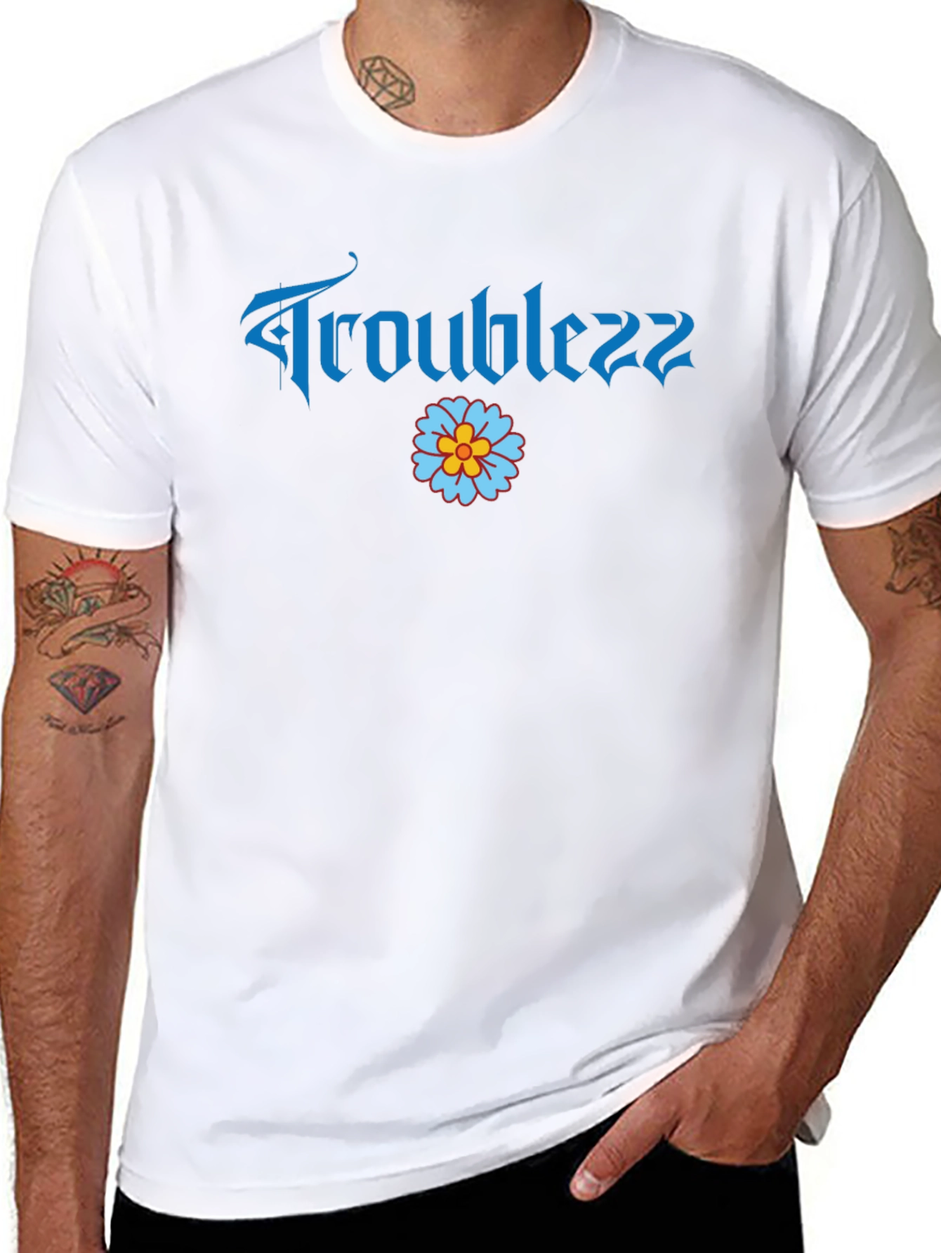 Troublezz Graphic Tee - Black Cotton Casual Shirt