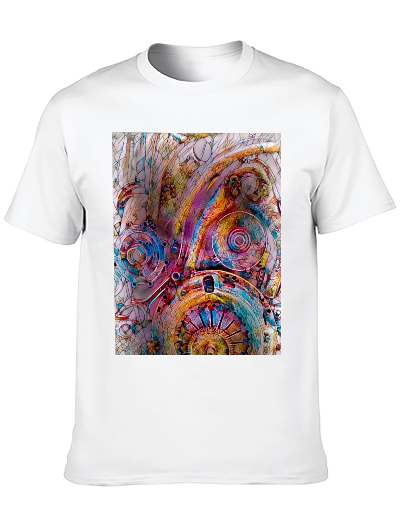 Steampunk Gears Graphic Print Black T-Shirt