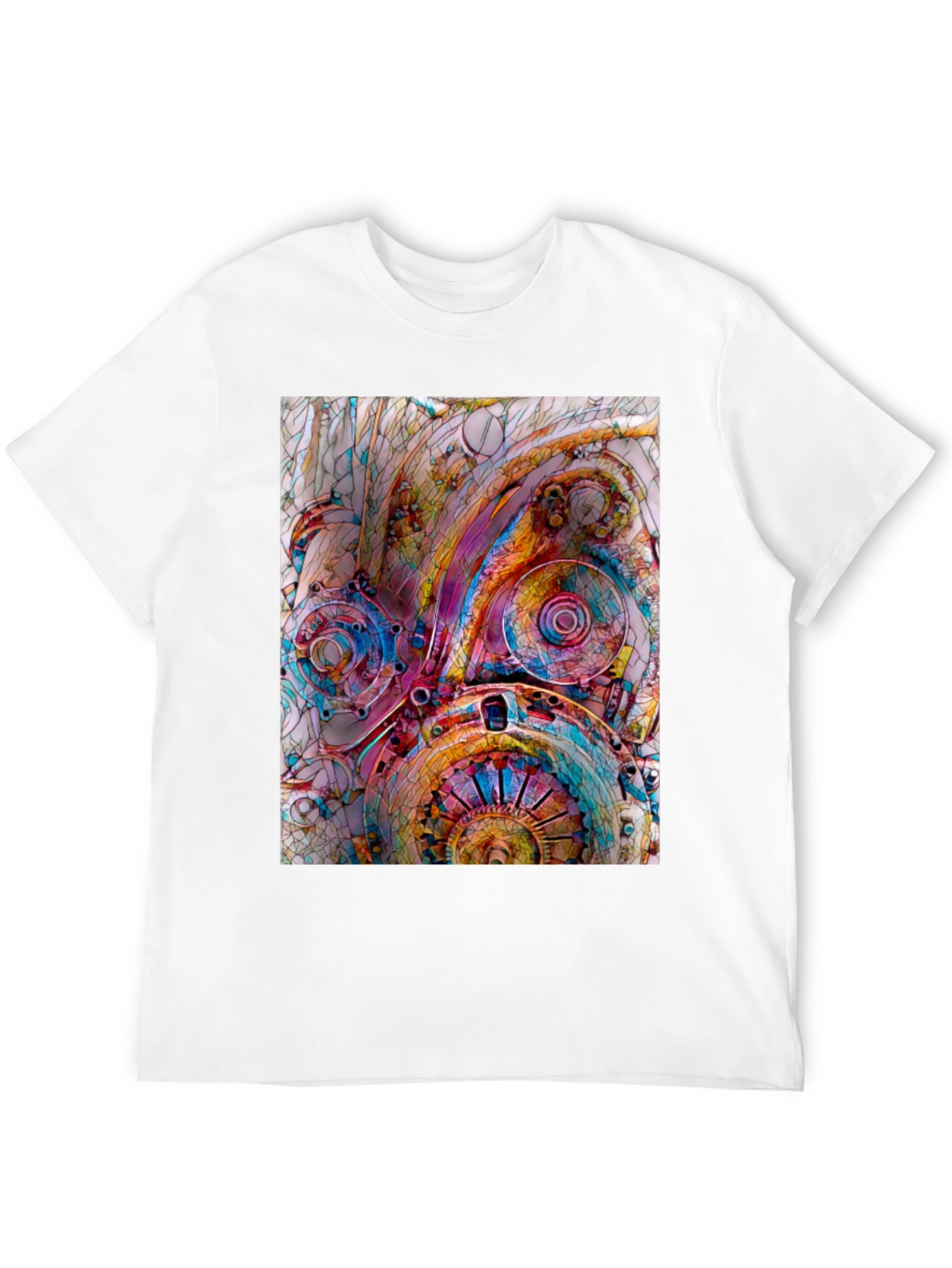Steampunk Gears Graphic Print Black T-Shirt
