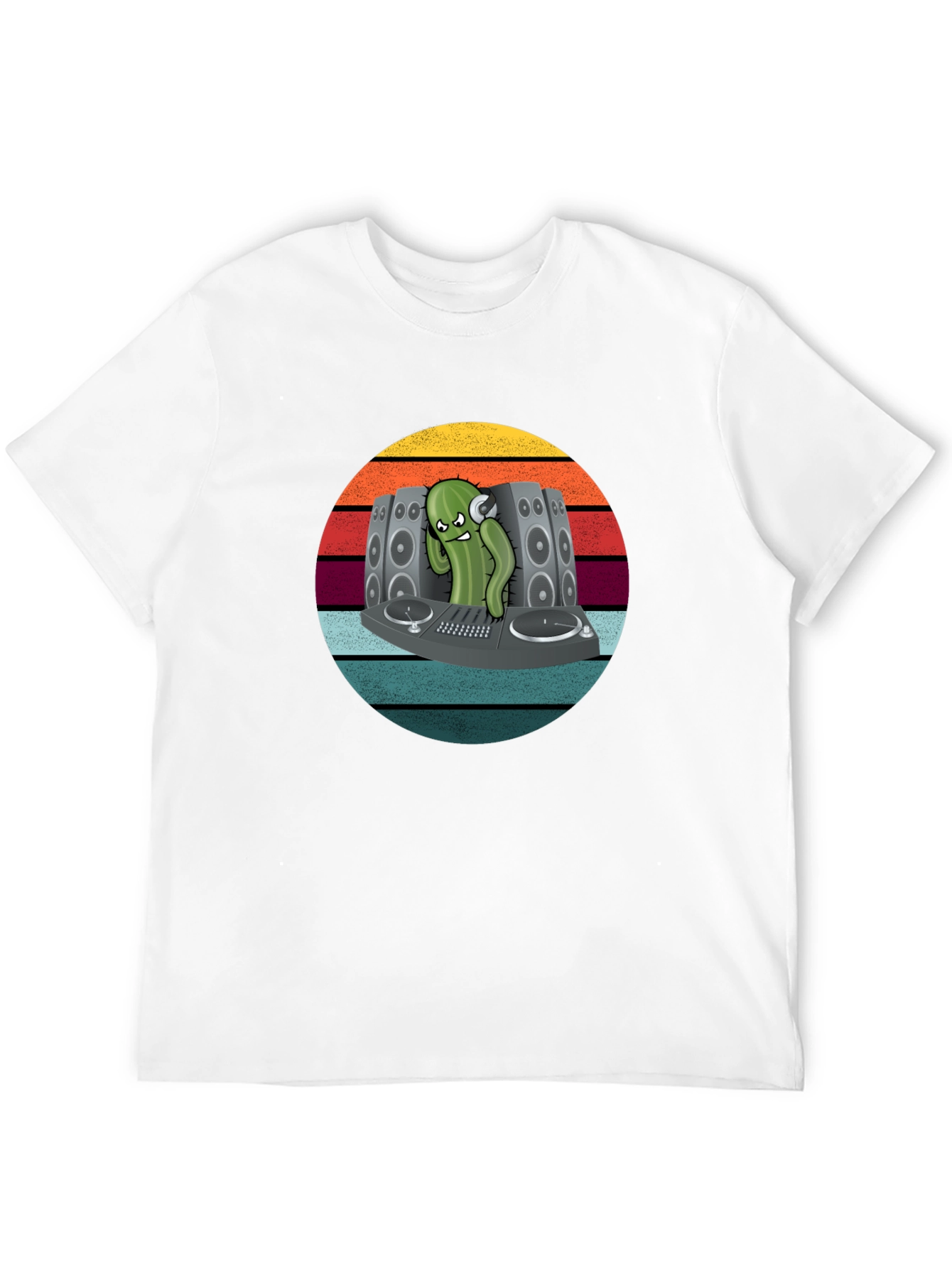 DJ Cactus Graphic T-Shirt - Cool Retro Vibe