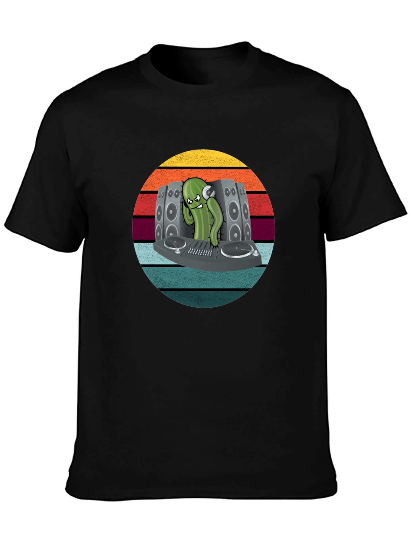 DJ Cactus Graphic T-Shirt - Cool Retro Vibe
