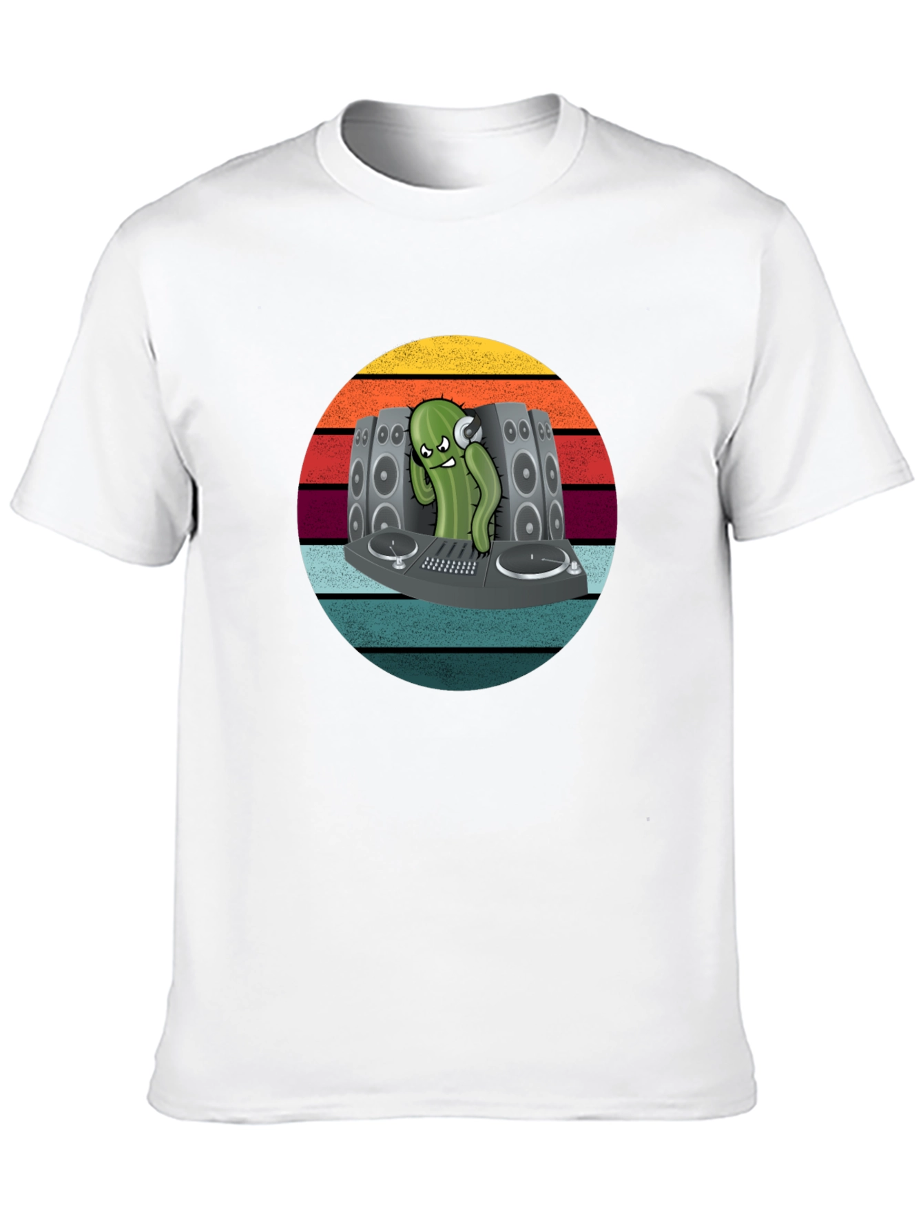 DJ Cactus Graphic T-Shirt - Cool Retro Vibe