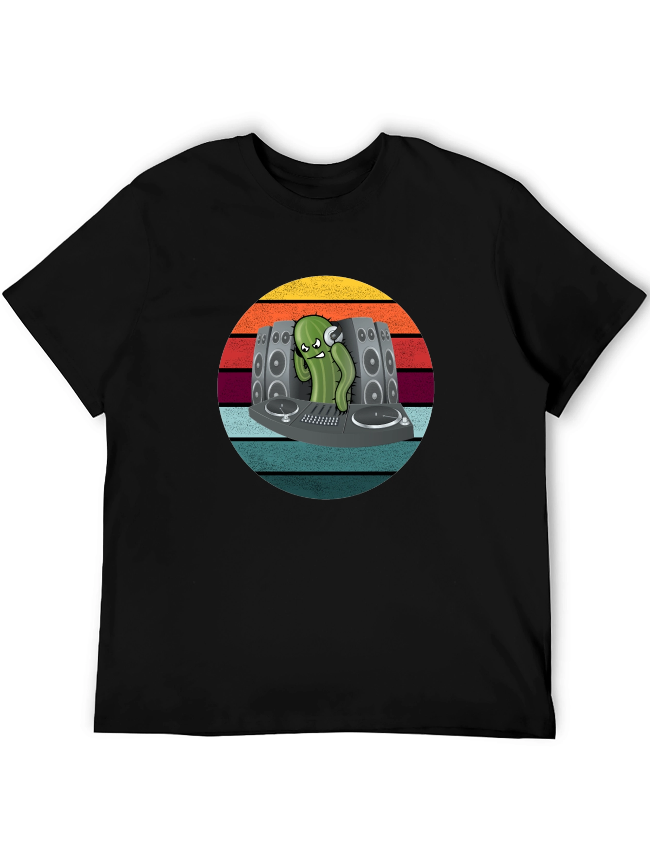 DJ Cactus Graphic T-Shirt - Cool Retro Vibe