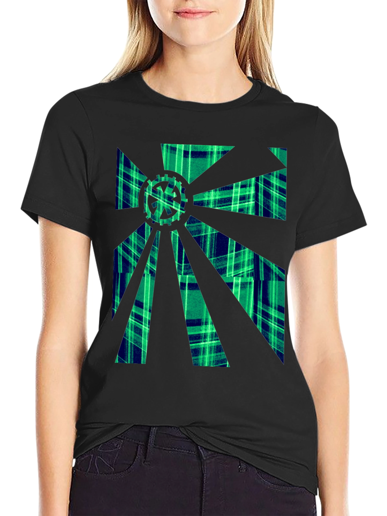 Gearburst Plaid Graphic T-Shirt - Modern Style