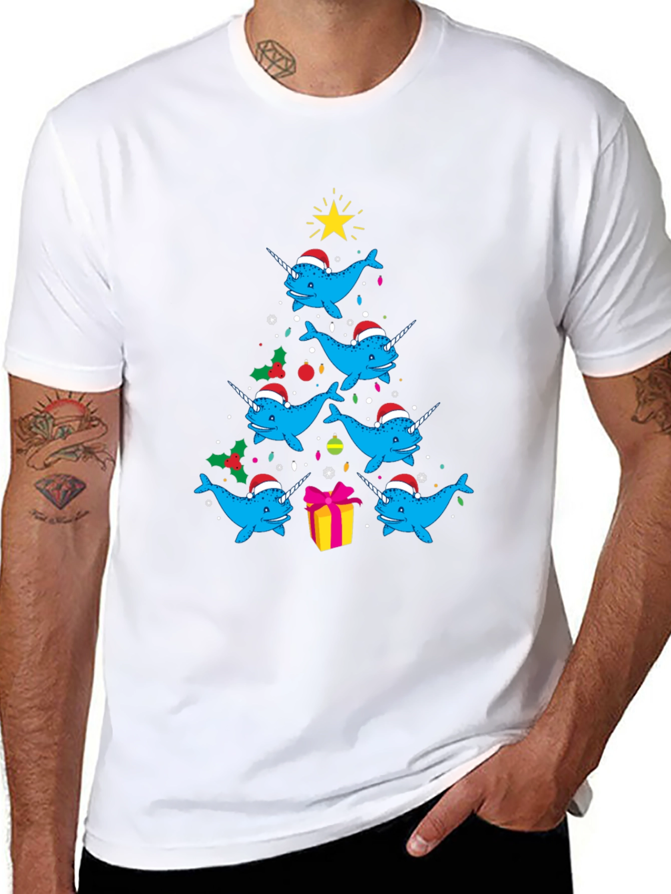 Narwhal Christmas Tree Graphic Tee