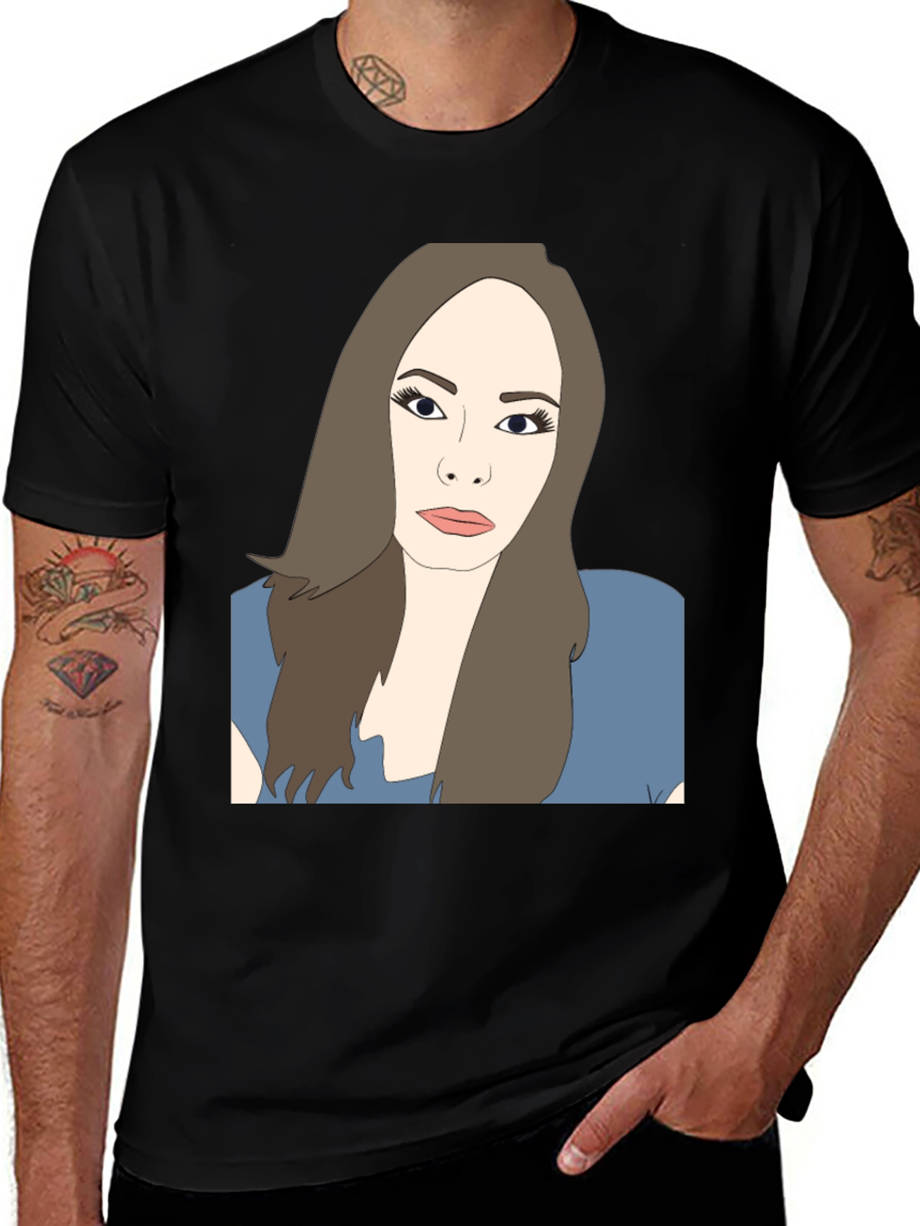 Illustrated Woman Black T-Shirt