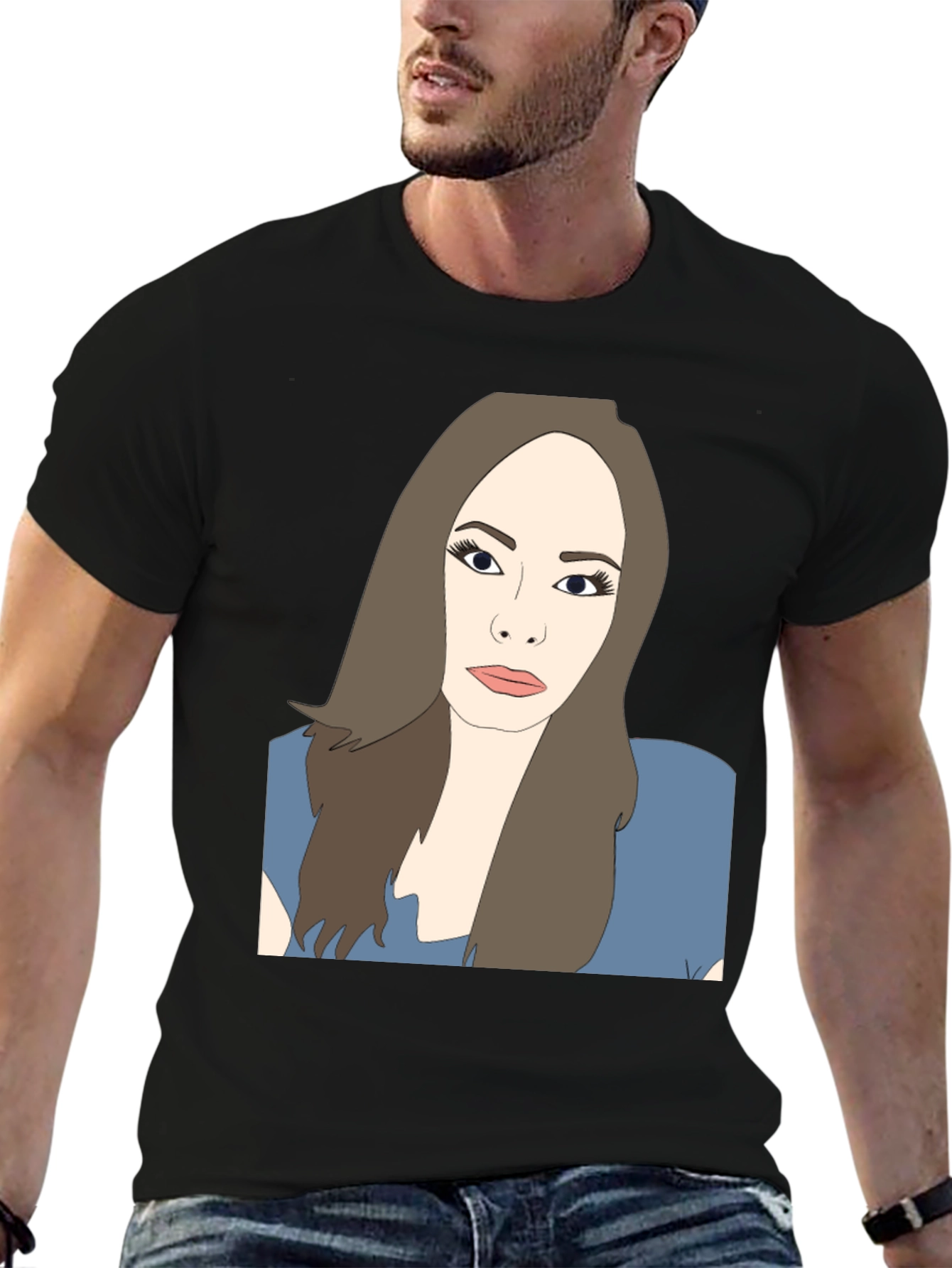 Illustrated Woman Black T-Shirt