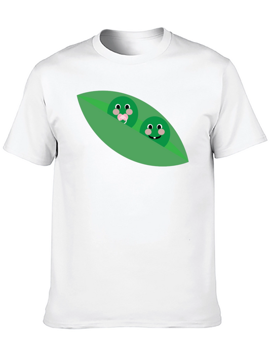 Cute Two Peas in a Pod Graphic Black T-Shirt