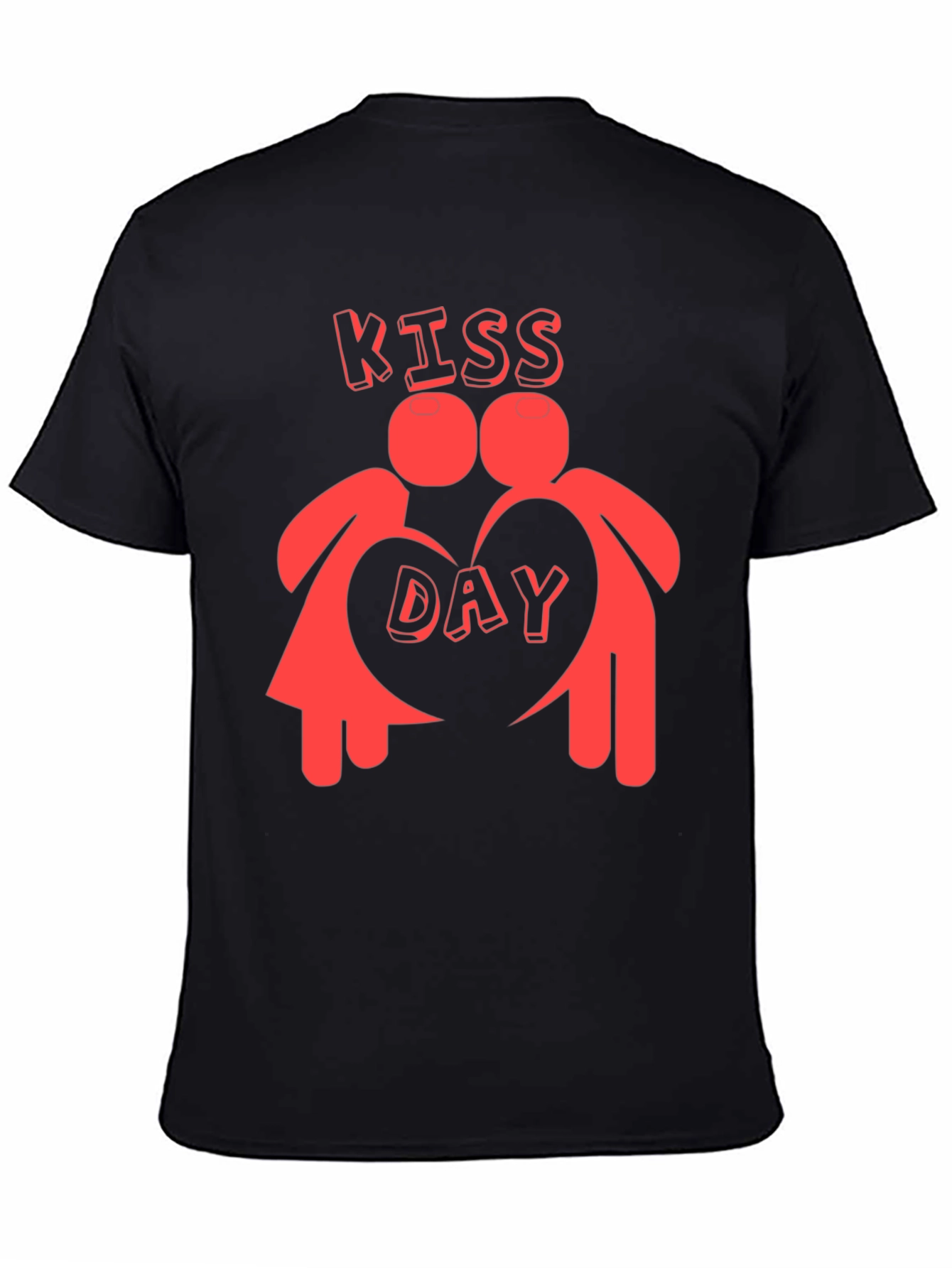 Kiss Day Black Graphic T-Shirt Valentines Day Gift