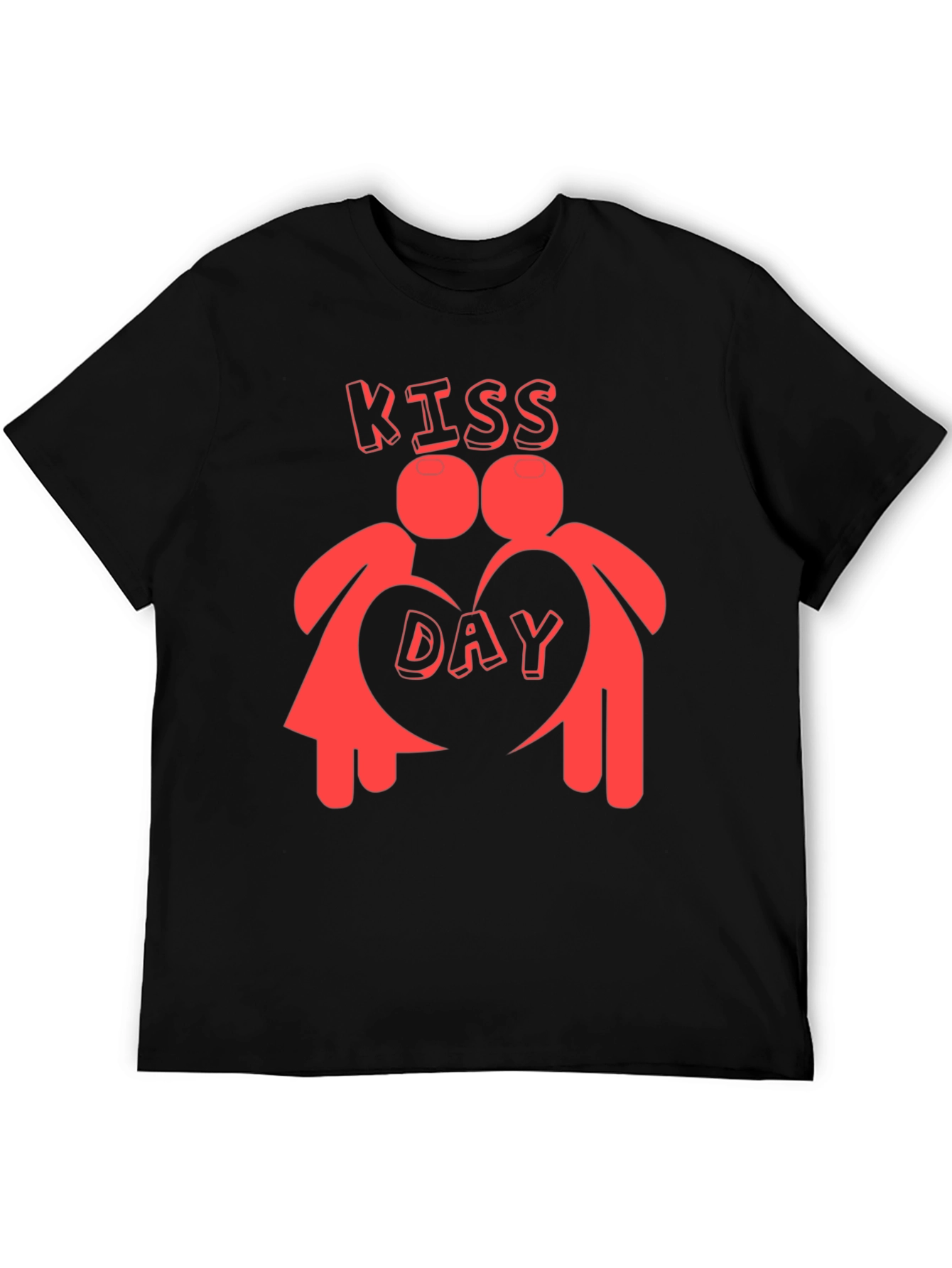 Kiss Day Black Graphic T-Shirt Valentines Day Gift