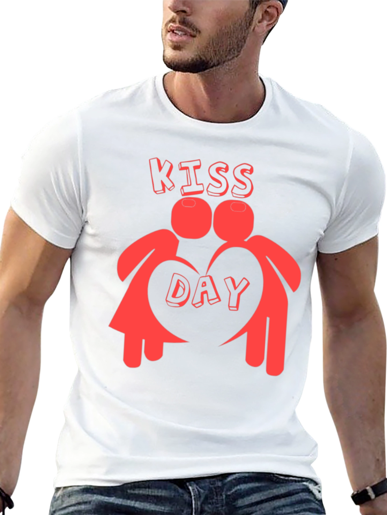 Kiss Day Black Graphic T-Shirt Valentines Day Gift