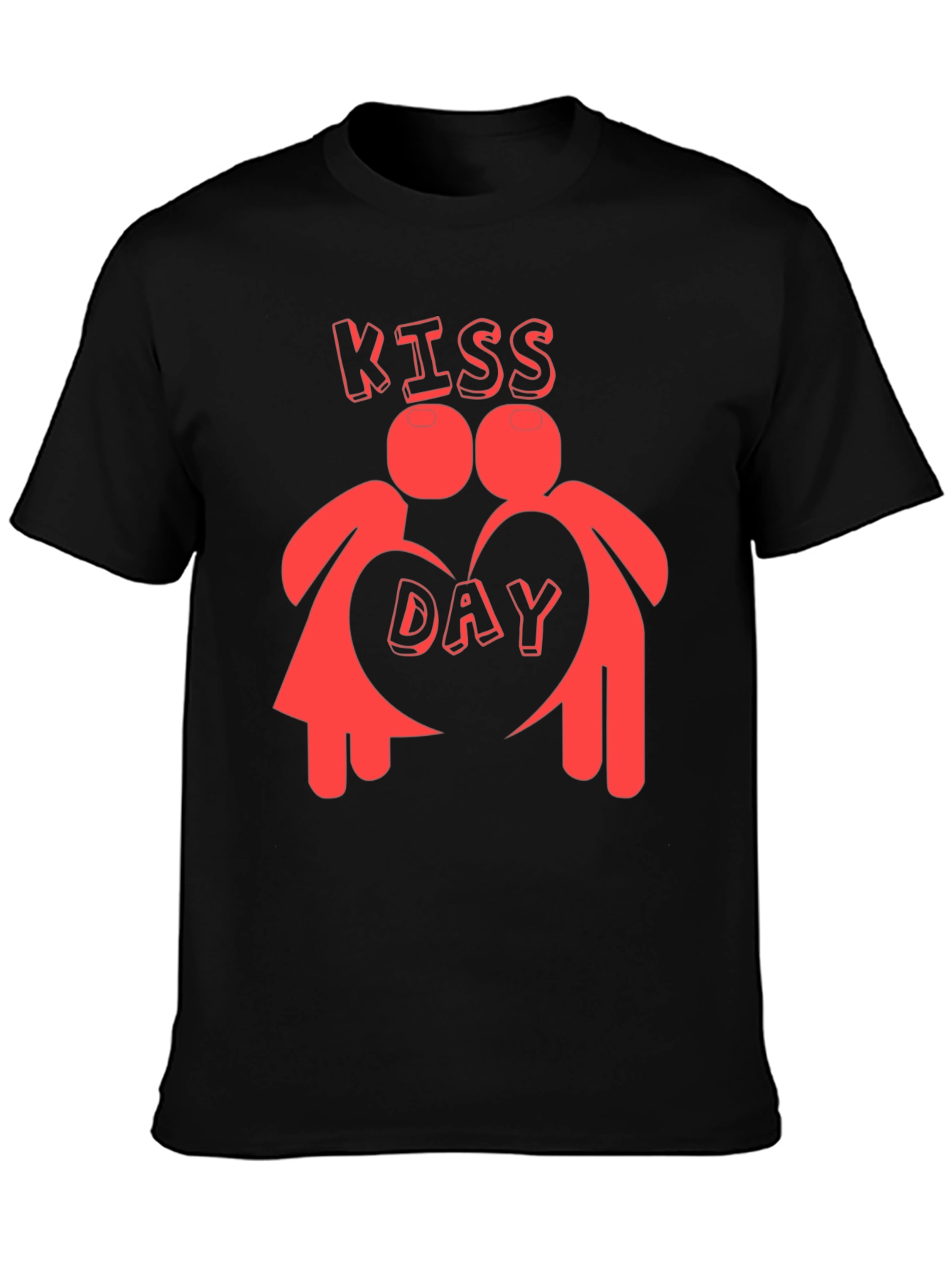 Kiss Day Black Graphic T-Shirt Valentines Day Gift