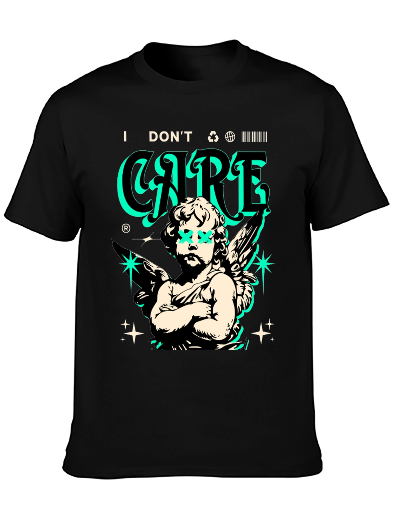 Edgy Angel Graphic T-Shirt - Black Cotton Tee