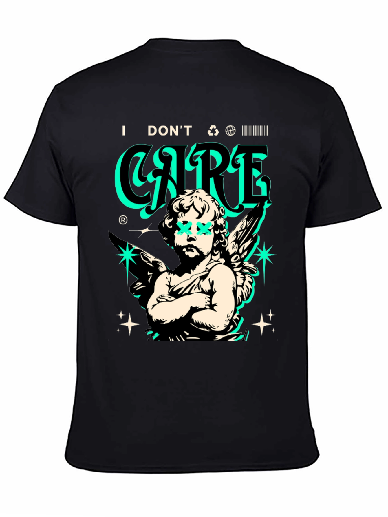 Edgy Angel Graphic T-Shirt - Black Cotton Tee