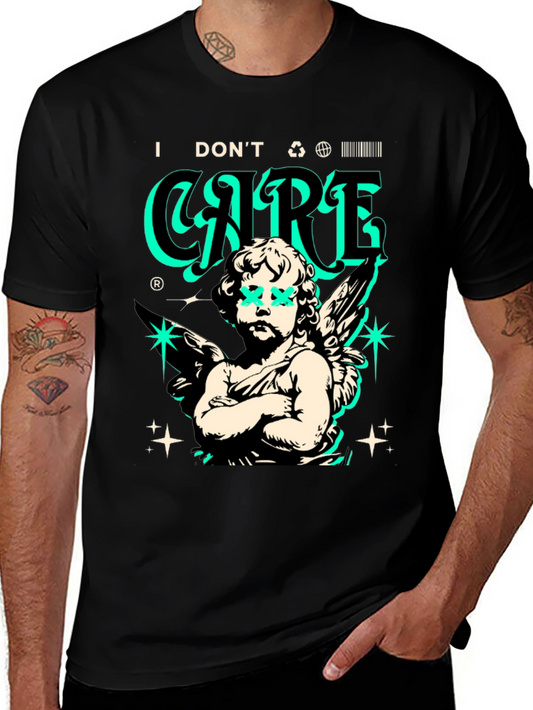 Edgy Angel Graphic T-Shirt - Black Cotton Tee