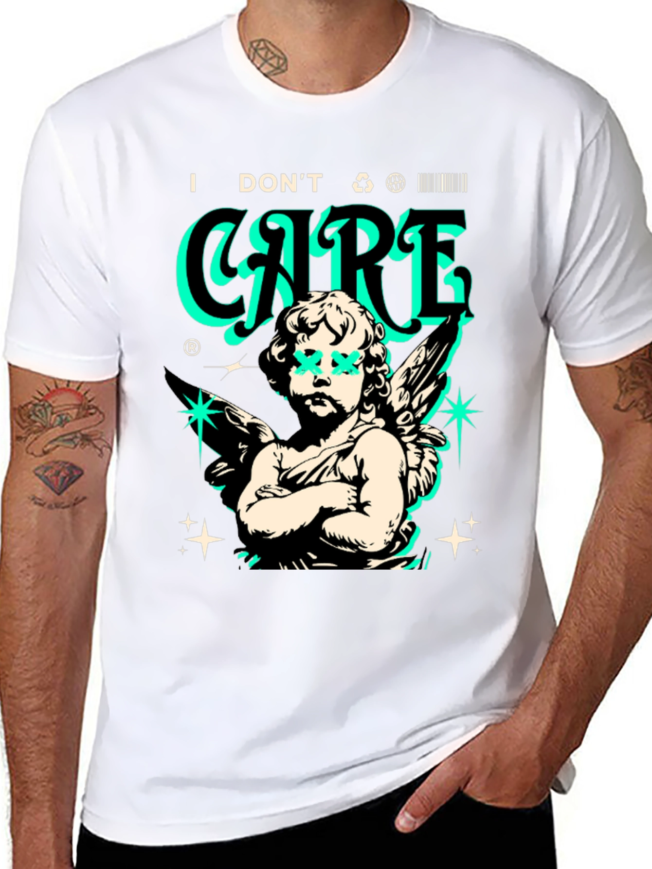 Edgy Angel Graphic T-Shirt - Black Cotton Tee