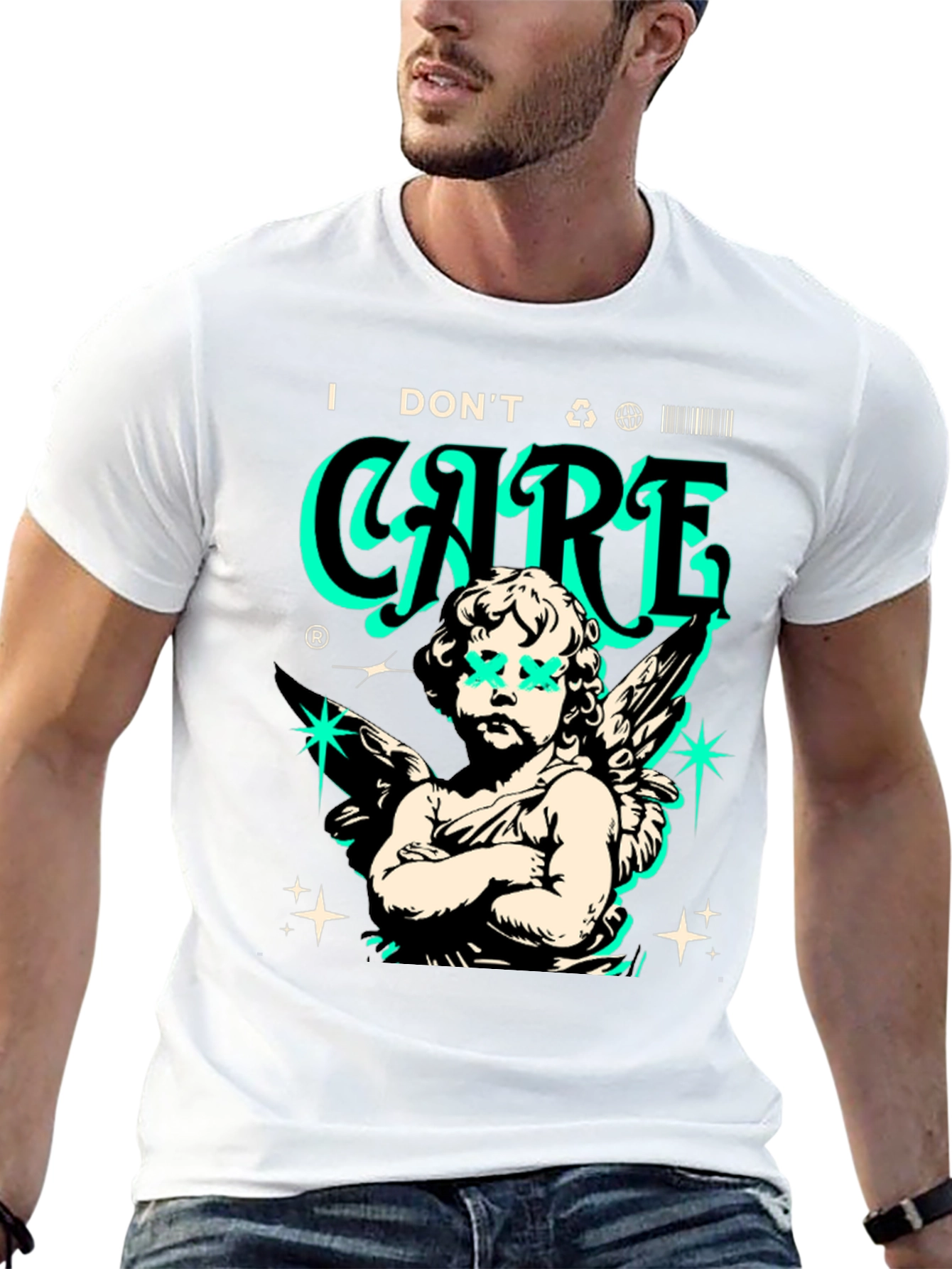 Edgy Angel Graphic T-Shirt - Black Cotton Tee