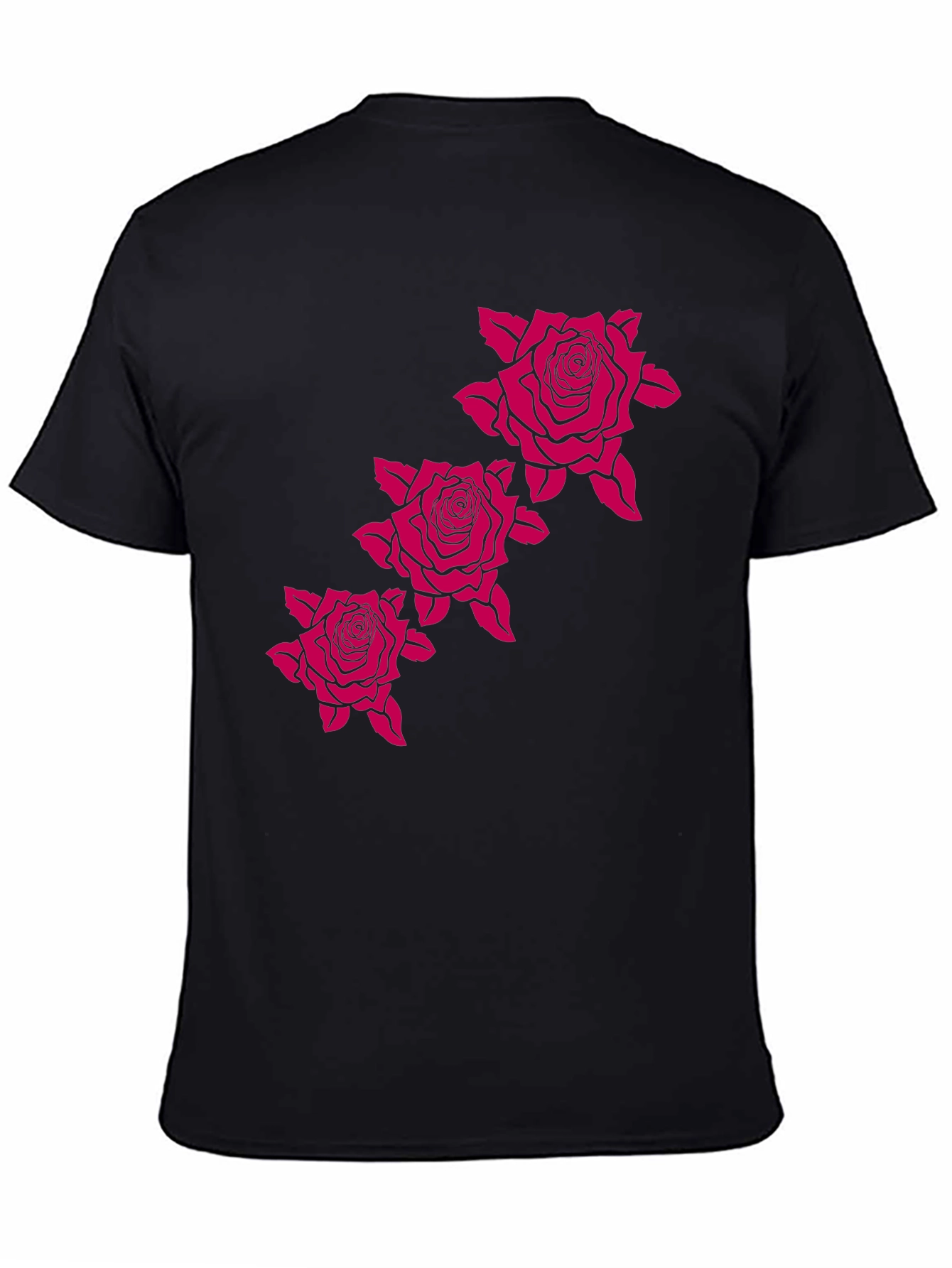 Mens Black Tee with Rose Graphic
