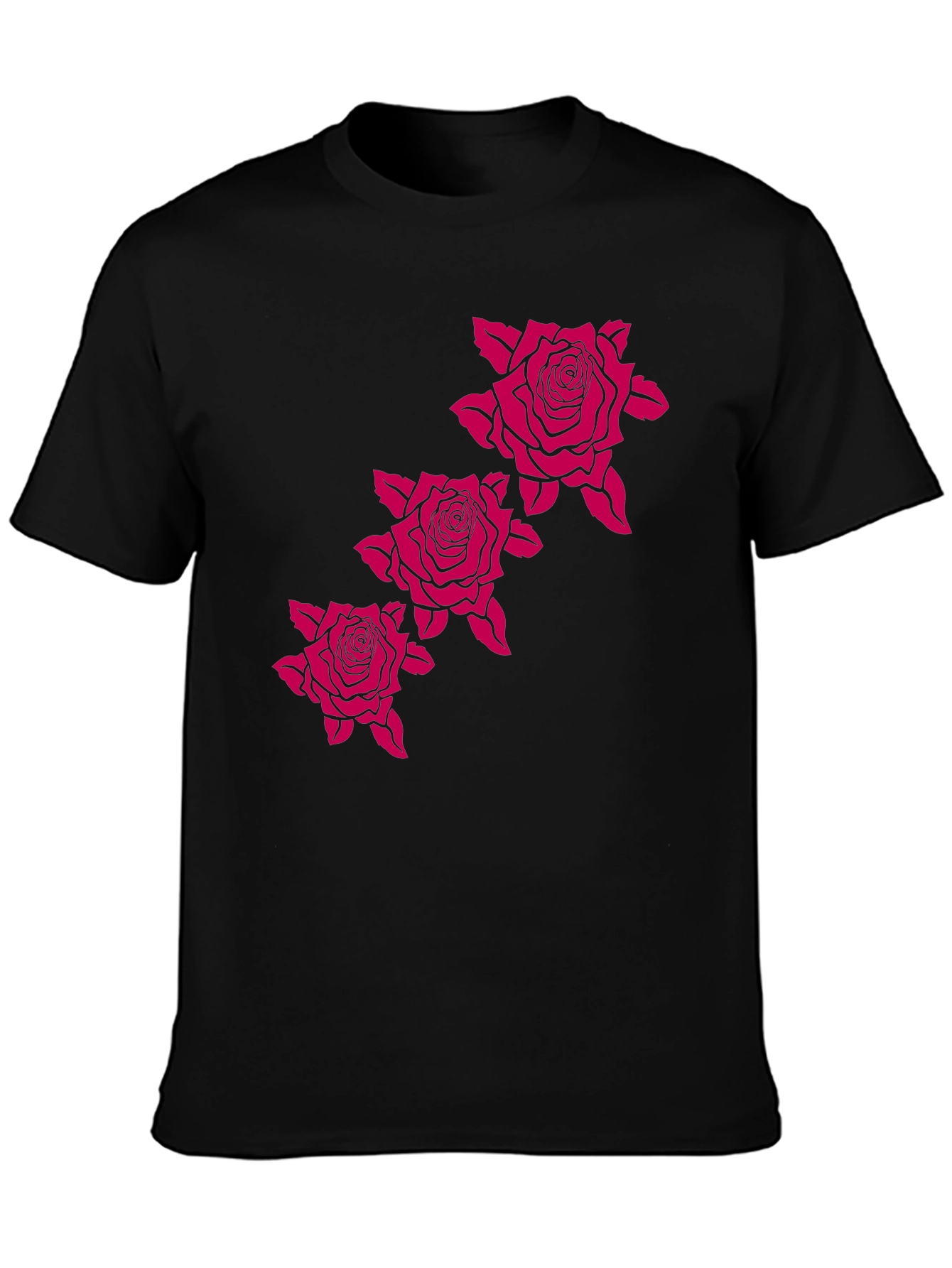 Mens Black Tee with Rose Graphic