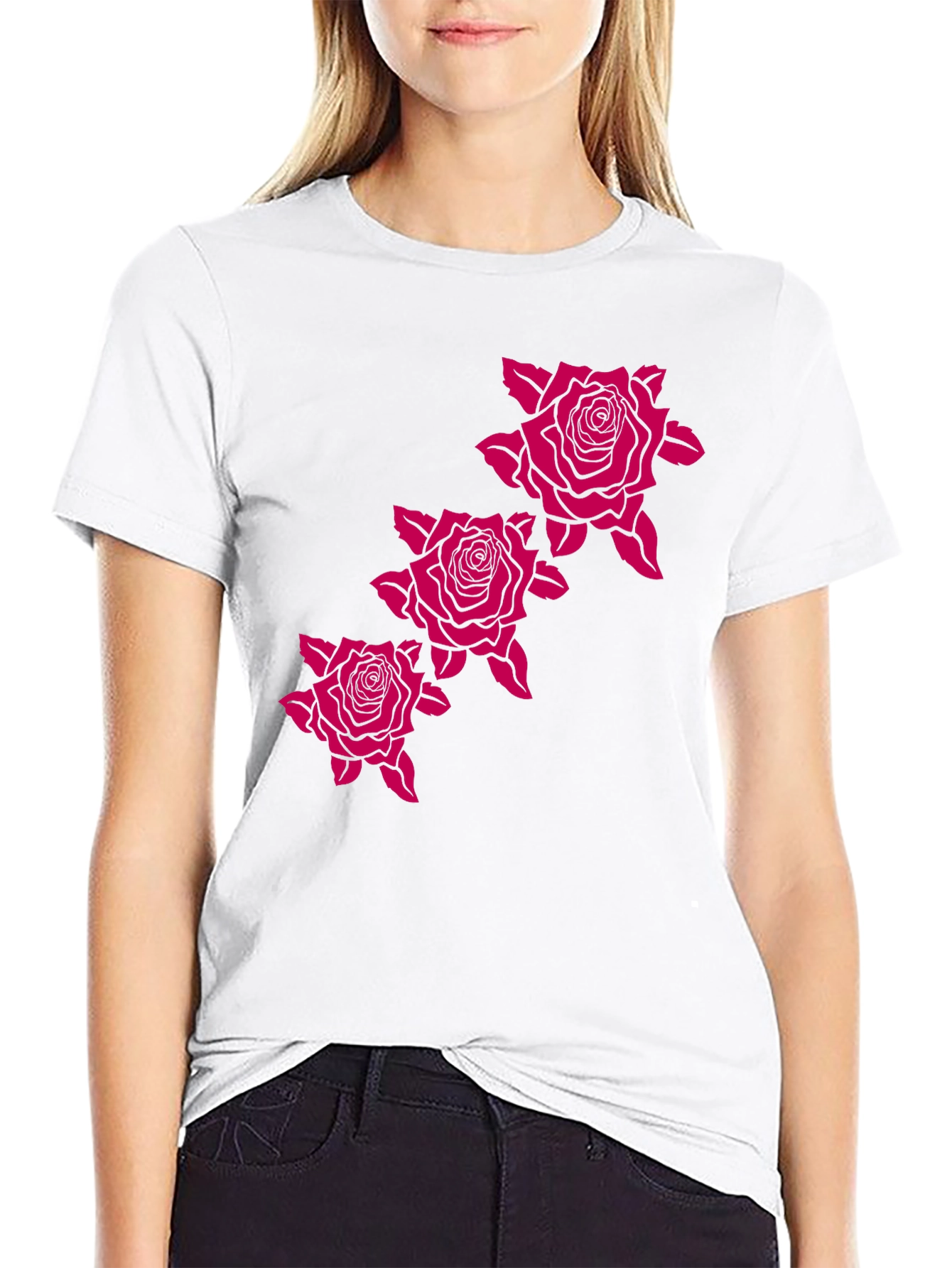 Mens Black Tee with Rose Graphic