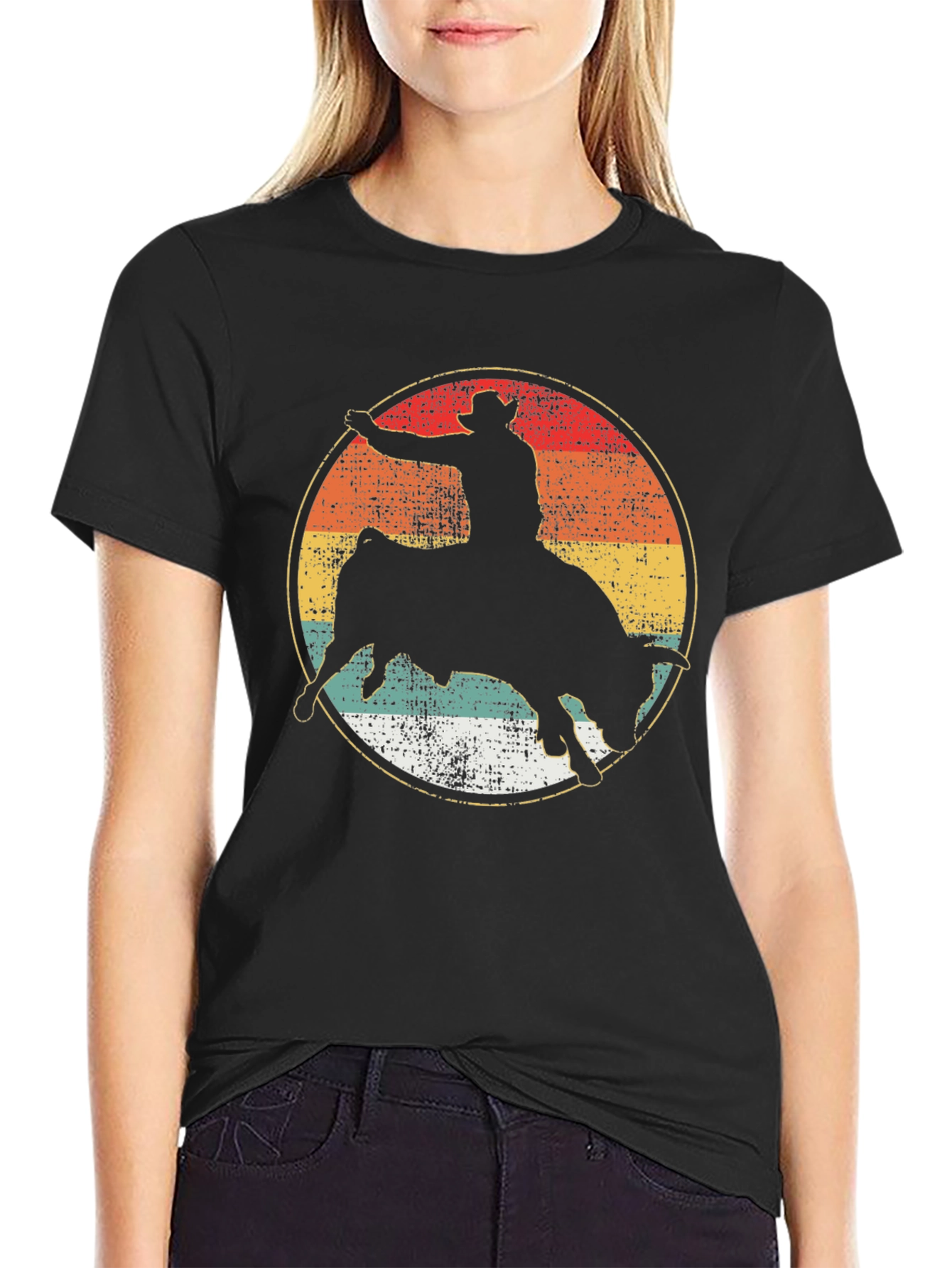 Rodeo Bull Rider Silhouette Graphic Tee