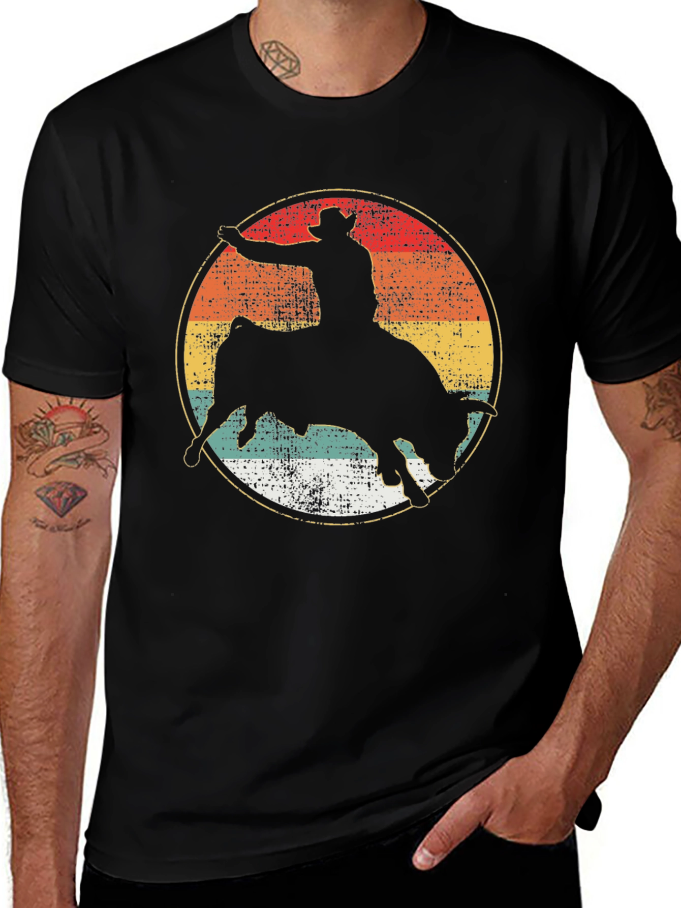Rodeo Bull Rider Silhouette Graphic Tee