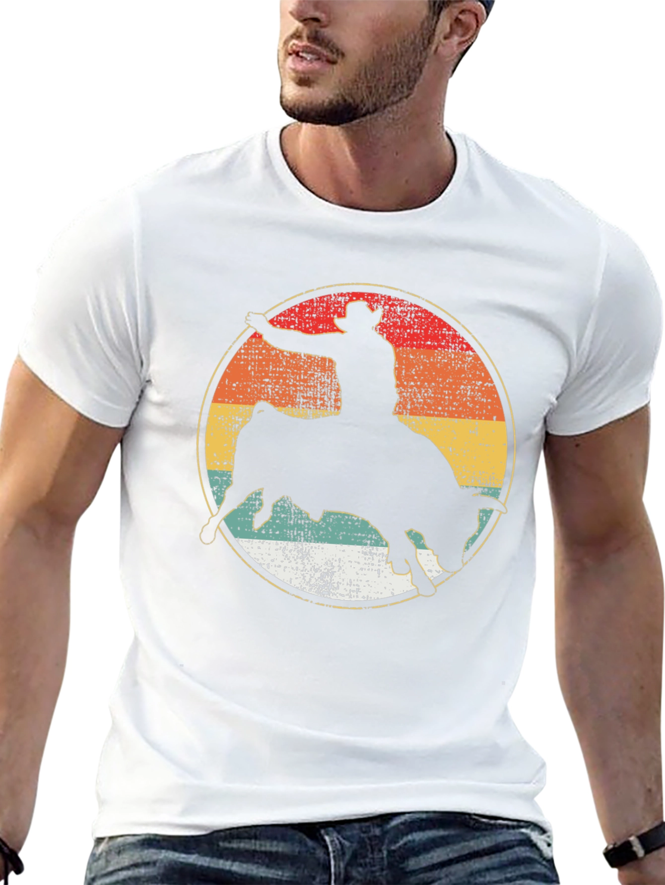 Rodeo Bull Rider Silhouette Graphic Tee