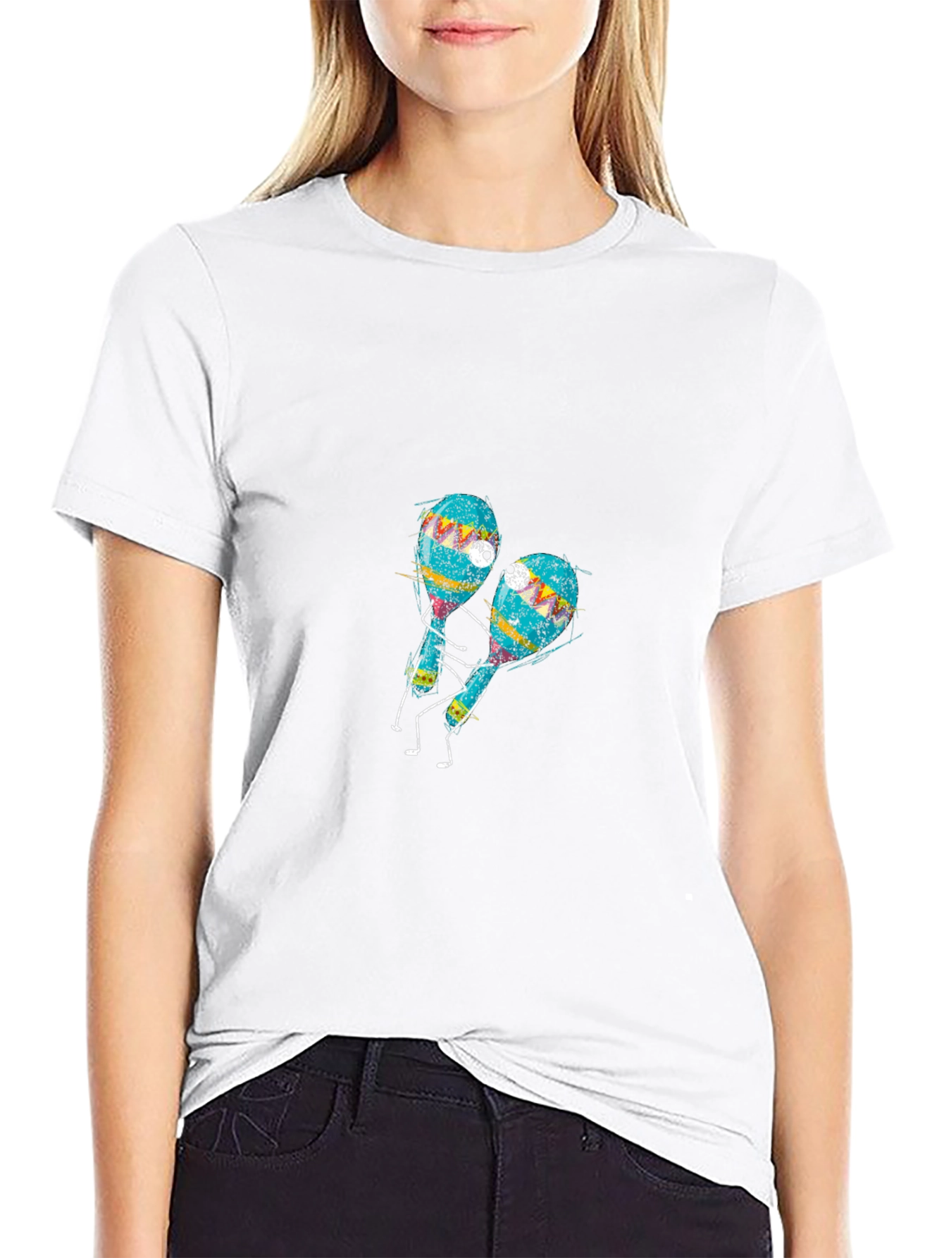 Dancing Maracas Graphic Tee - Black Cotton T-Shirt