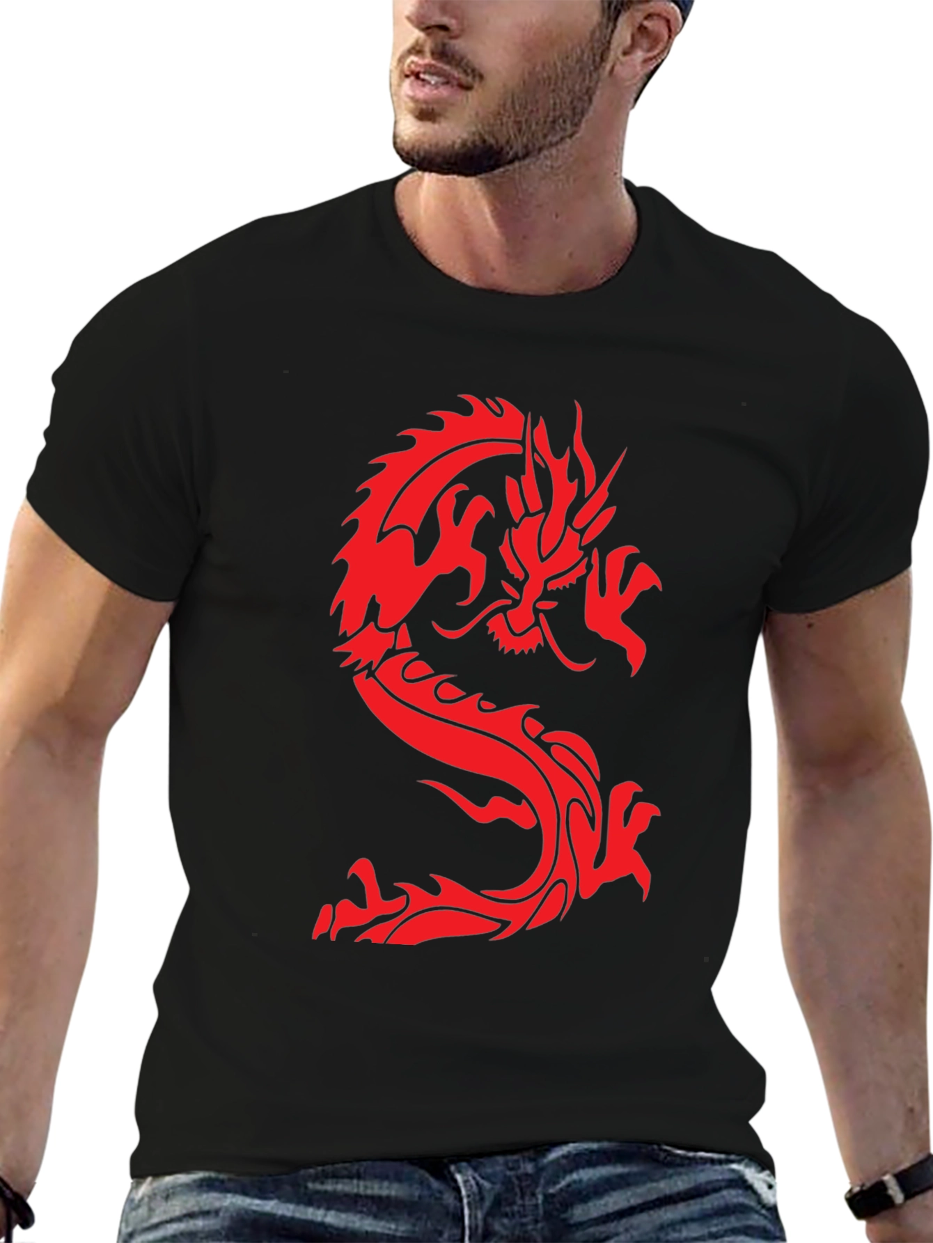Dragon Graphic Tee - Black Short Sleeve T-Shirt