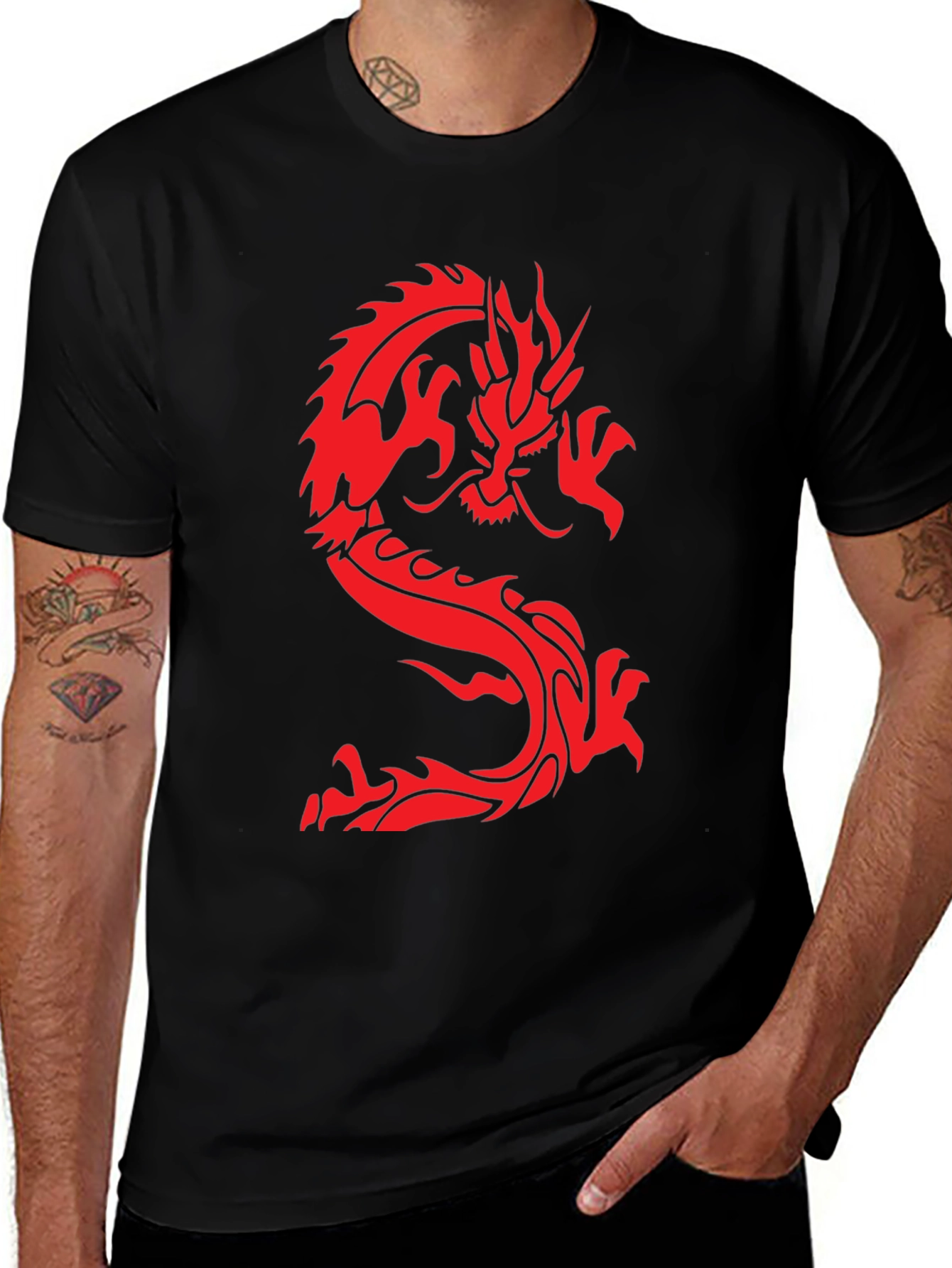 Dragon Graphic Tee - Black Short Sleeve T-Shirt