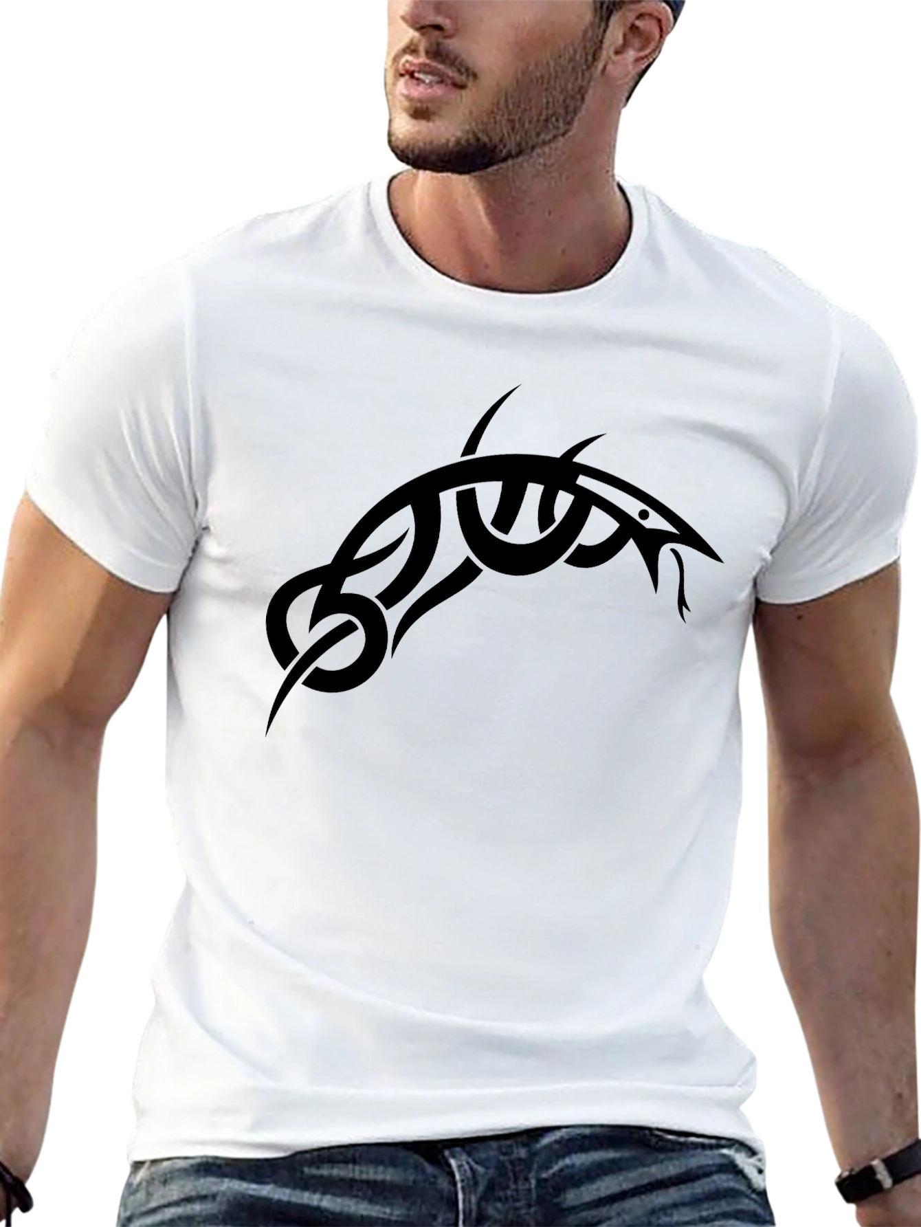 Mens Black Tribal Graphic T-Shirt