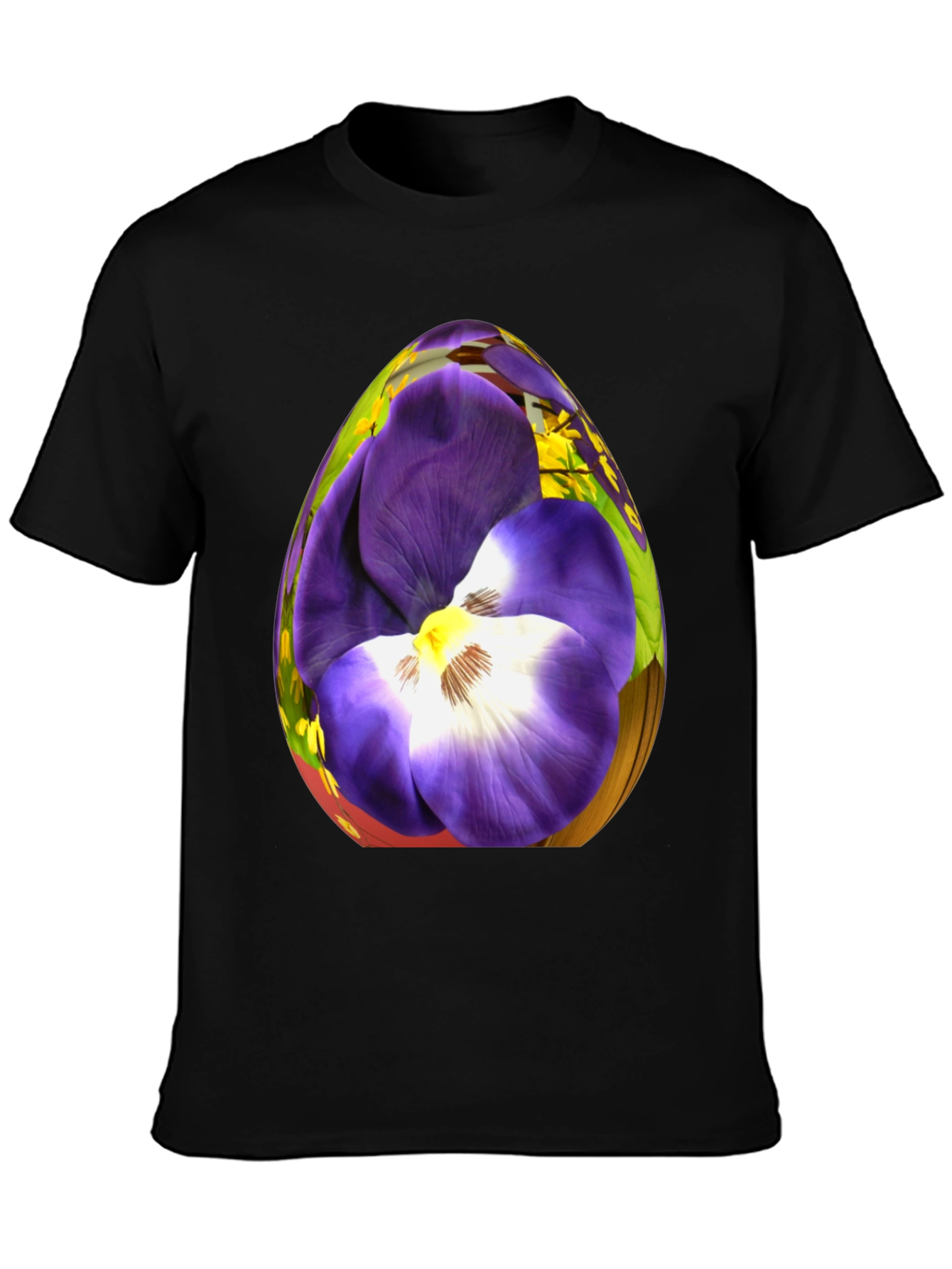 Floral Egg Graphic Black T-Shirt