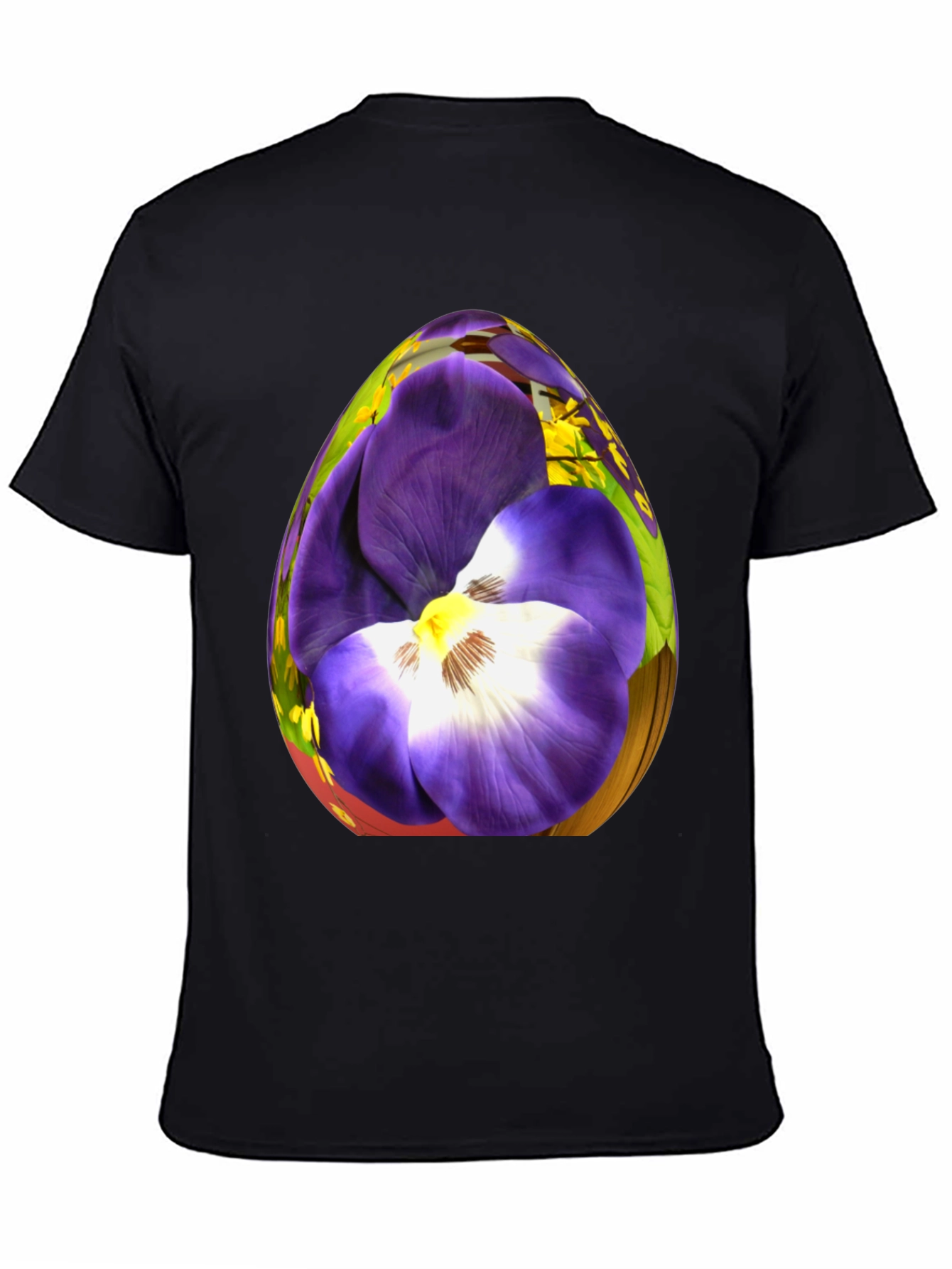 Floral Egg Graphic Black T-Shirt