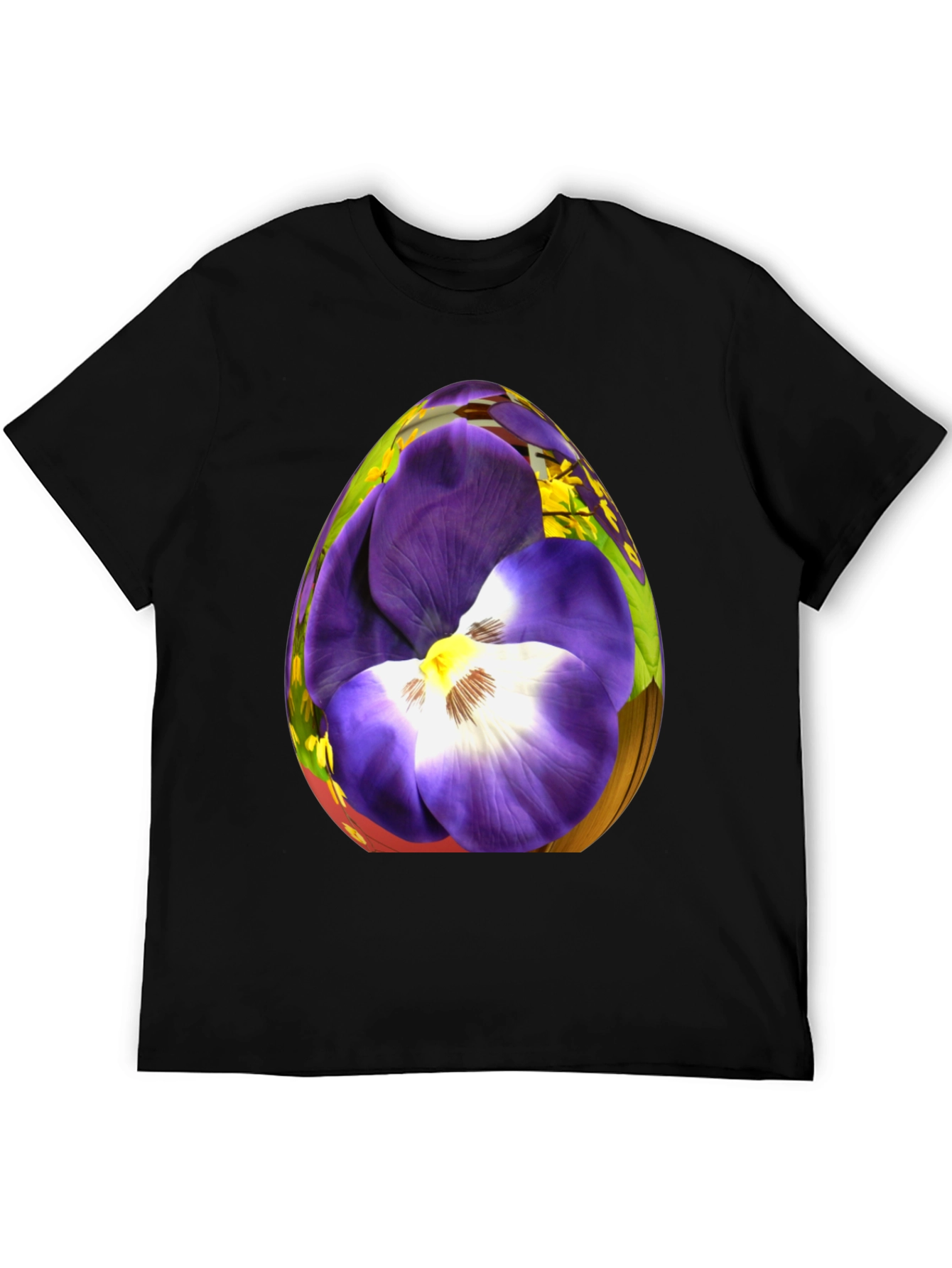 Floral Egg Graphic Black T-Shirt
