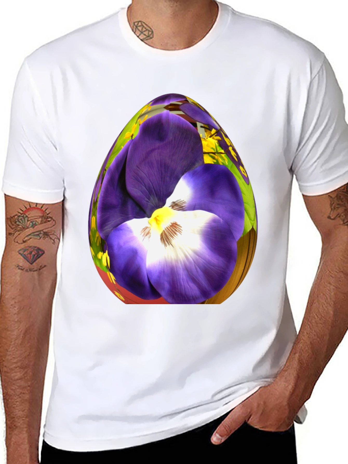 Floral Egg Graphic Black T-Shirt