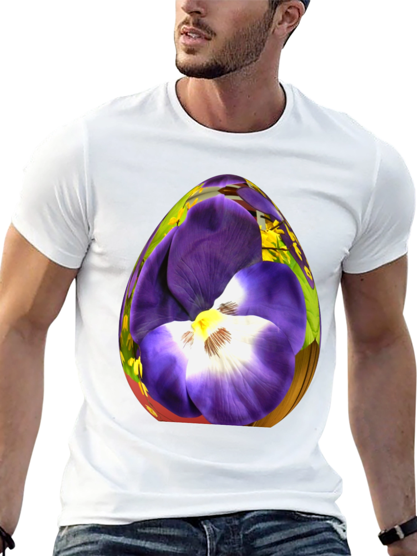 Floral Egg Graphic Black T-Shirt
