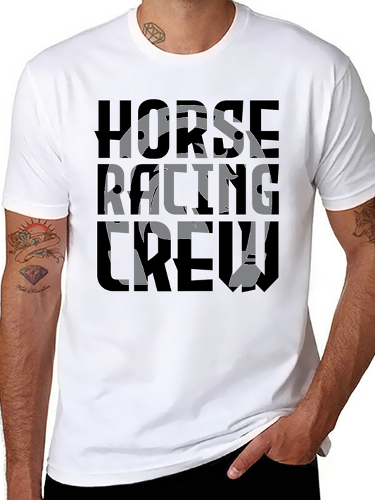 Horse Racing Crew Black Graphic T-Shirt